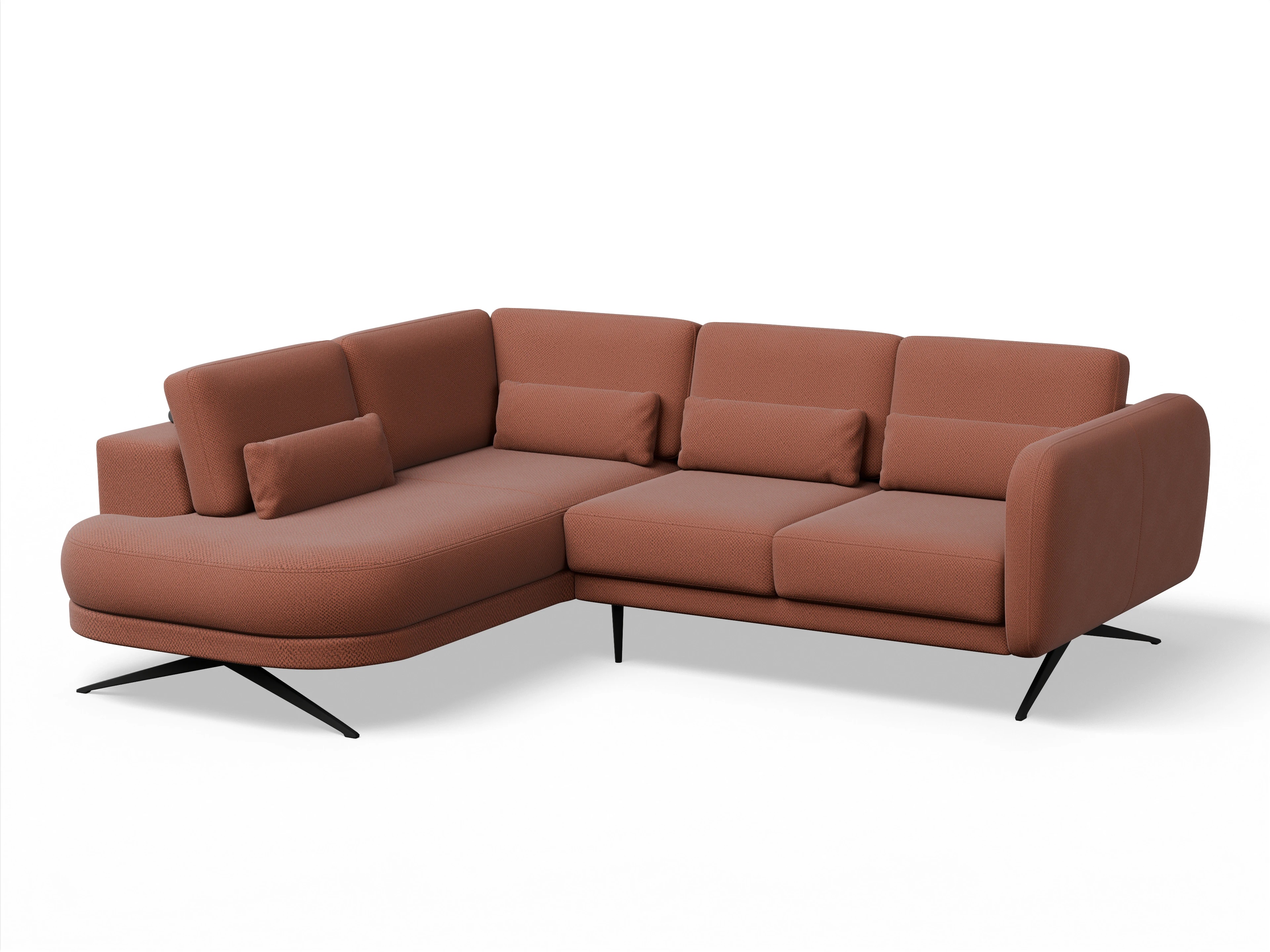 Ansicht des Produktes Malaga Ecksofa links Abschluss offen in Stoff Braun