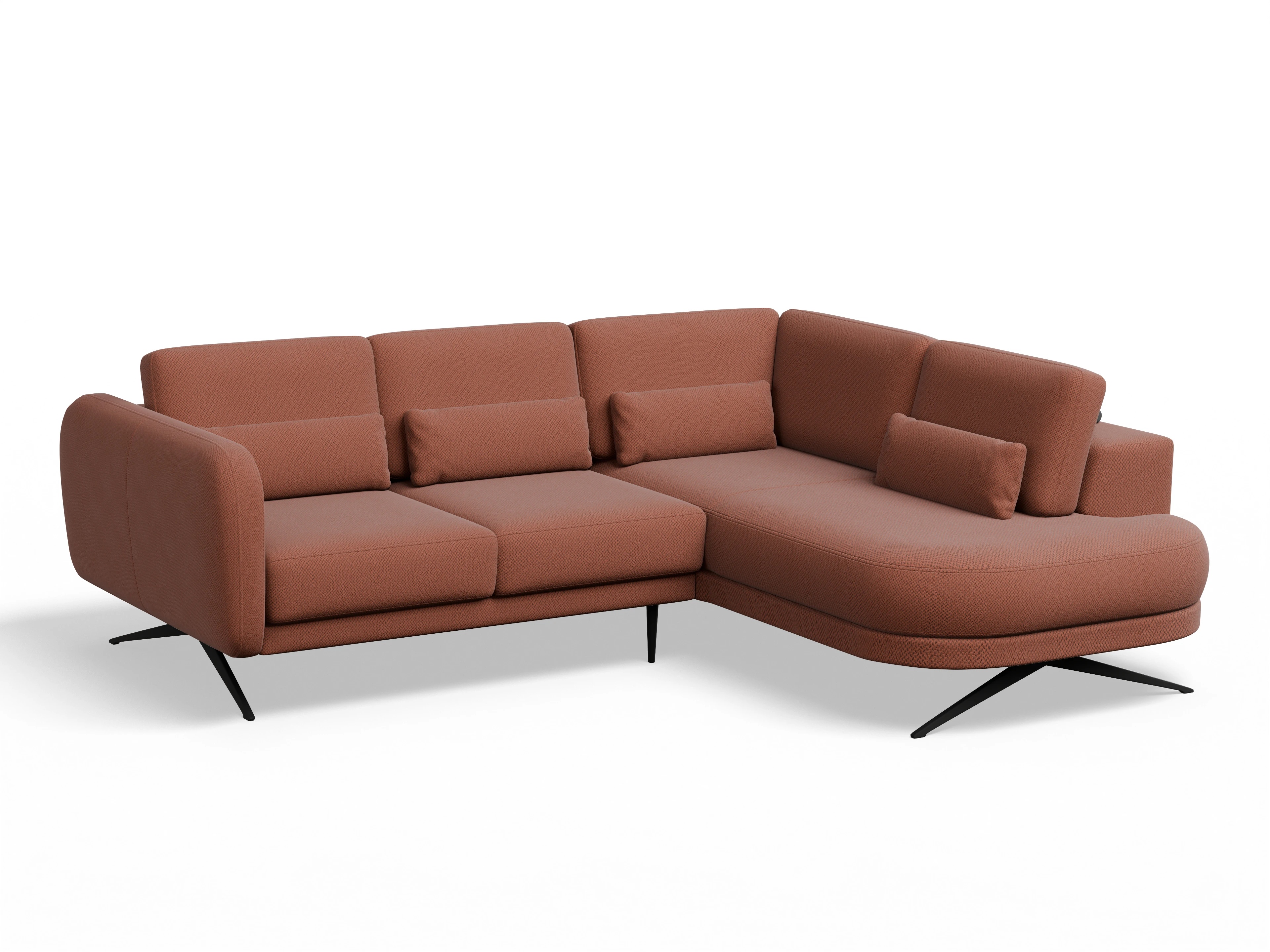 Ansicht des Produktes Malaga Ecksofa rechts Abschluss offen in Stoff Braun