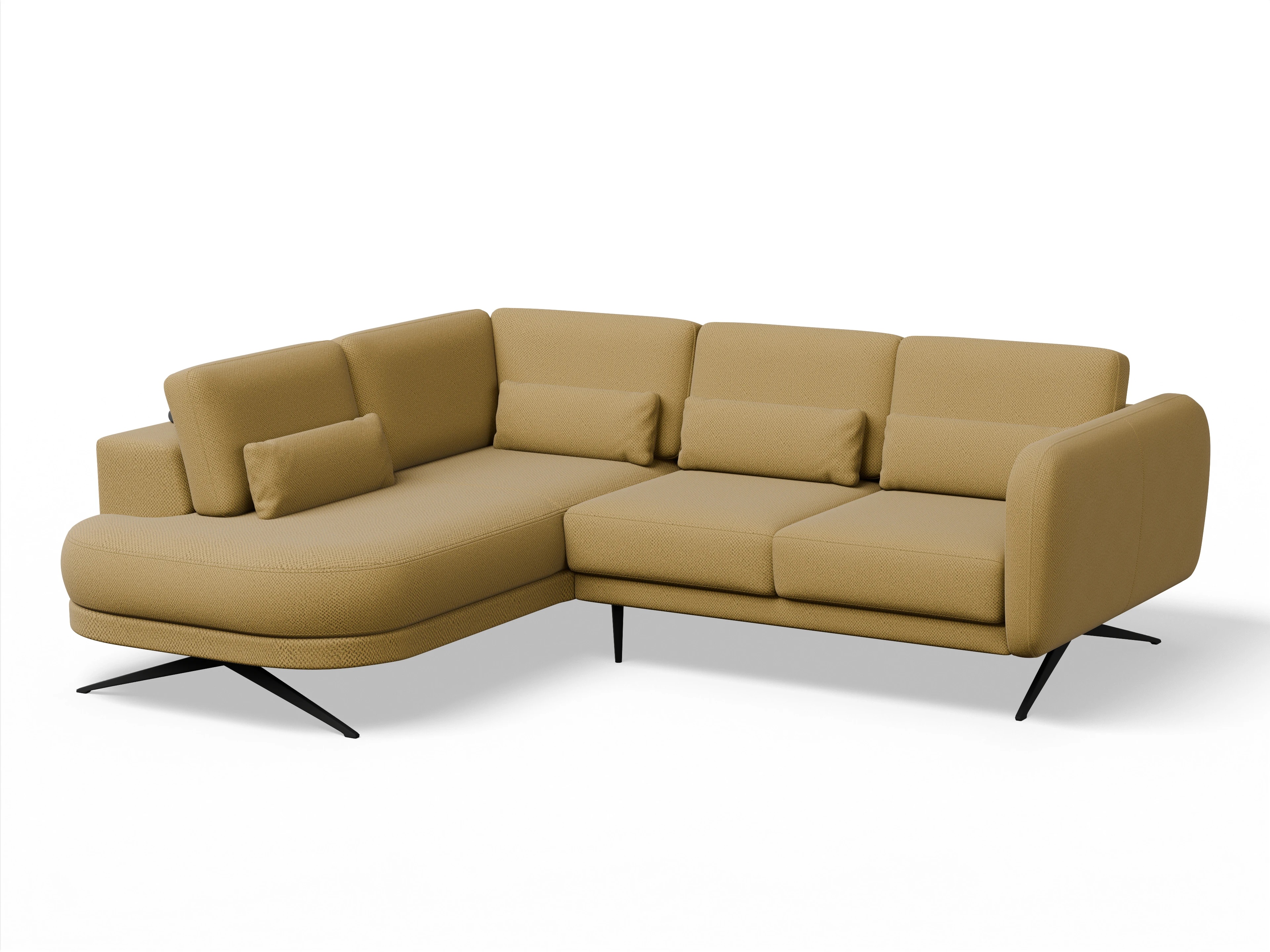 Ansicht des Produktes Malaga Ecksofa links Abschluss offen in Stoff Gelb