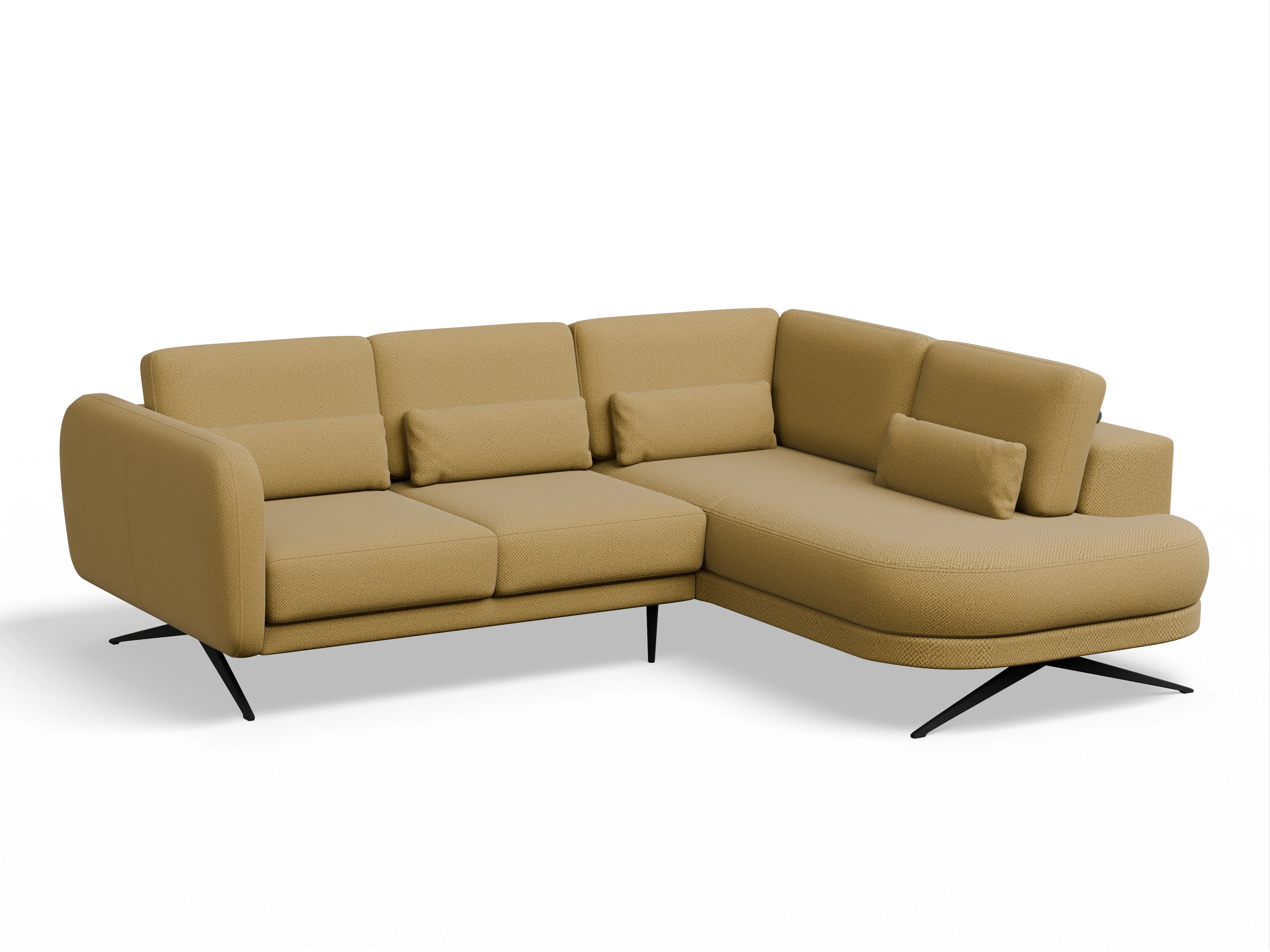 Ansicht des Produktes Malaga Ecksofa rechts Abschluss offen in Stoff Gelb