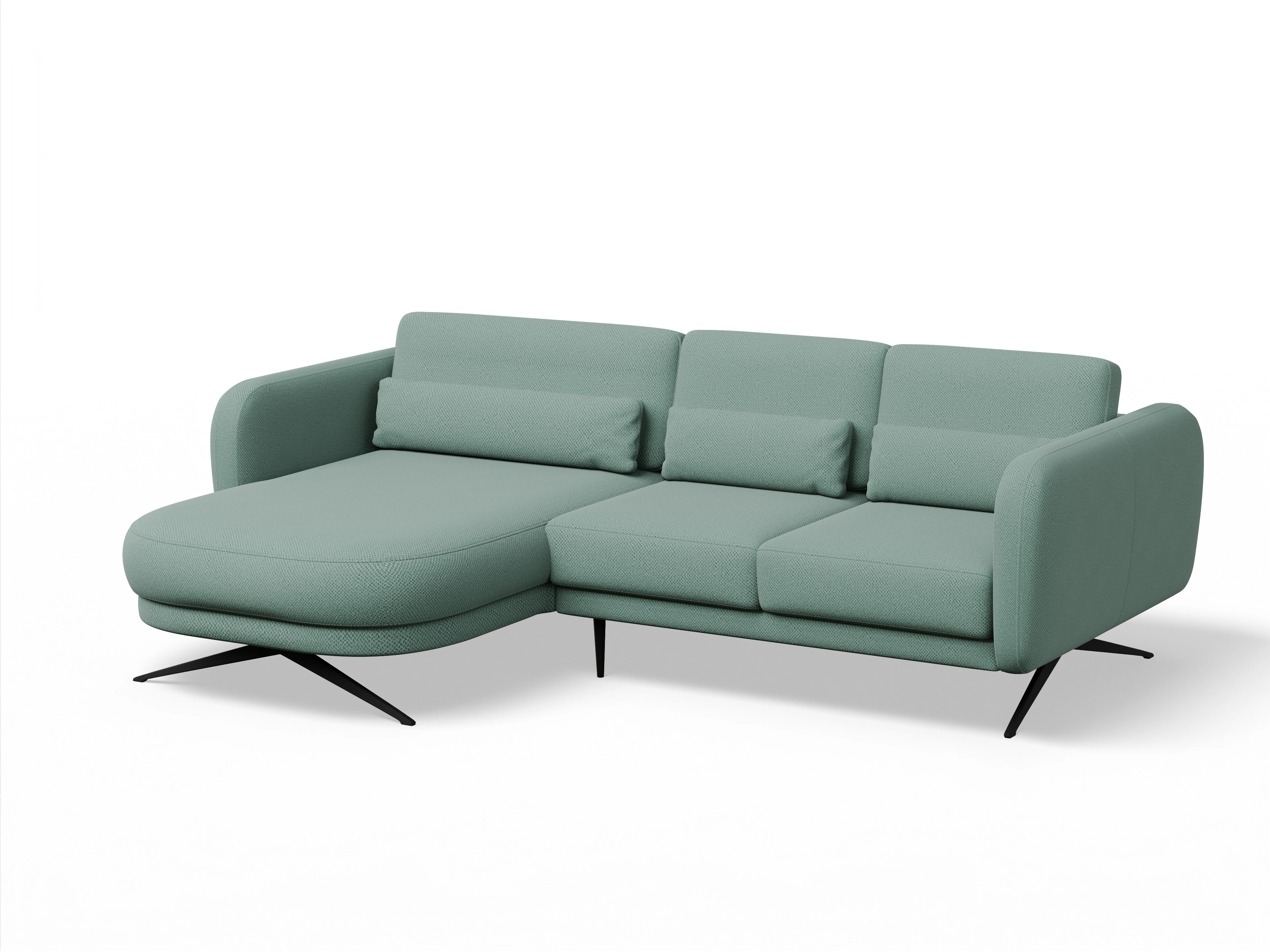 Ansicht des Produktes Malaga Ecksofa links Abschluss offen in Stoff Blau