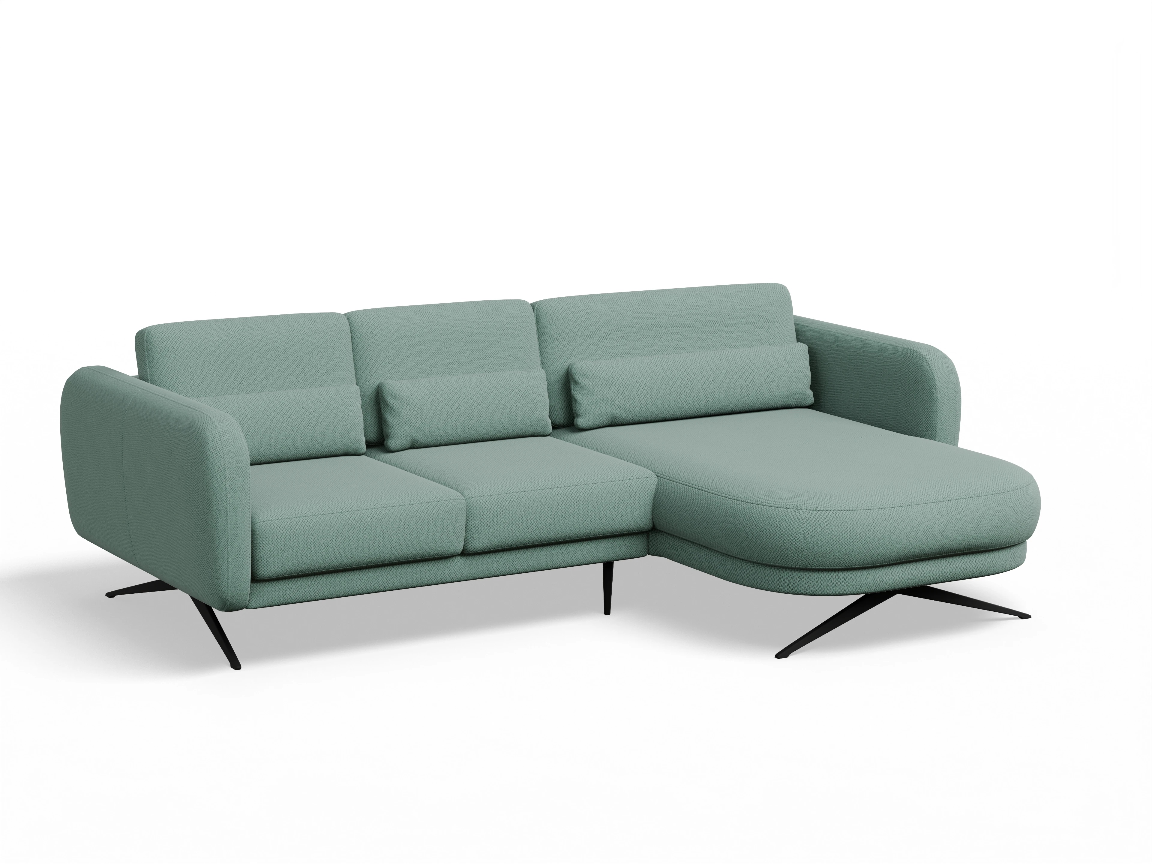 Ansicht des Produktes Malaga Ecksofa rechts Abschluss offen in Stoff Blau