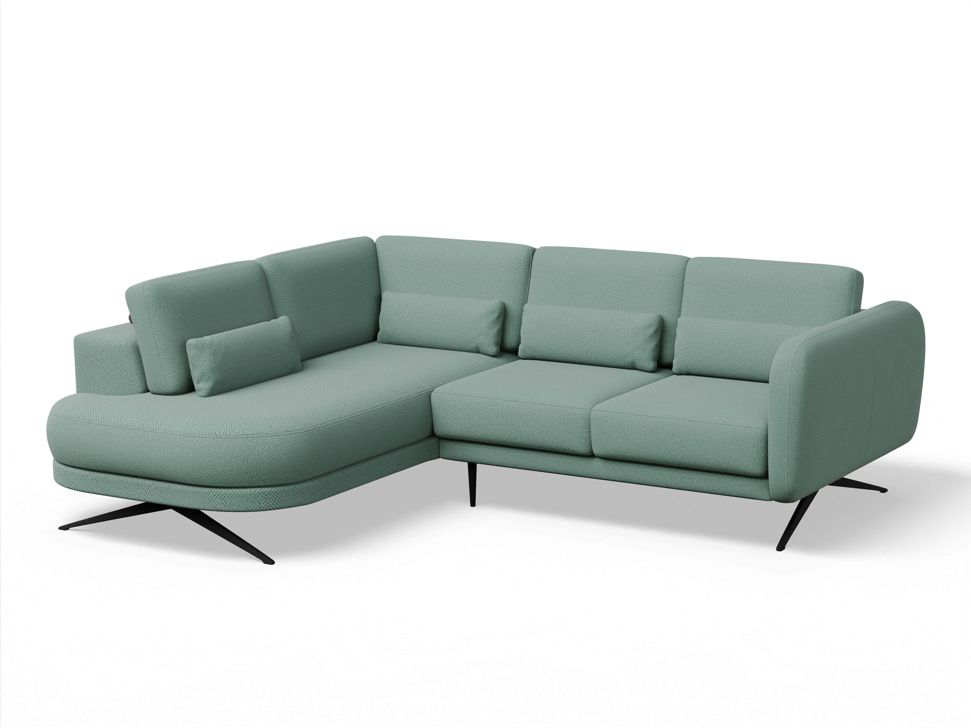 Ansicht des Produktes Malaga Ecksofa links Abschluss offen in Stoff Blau