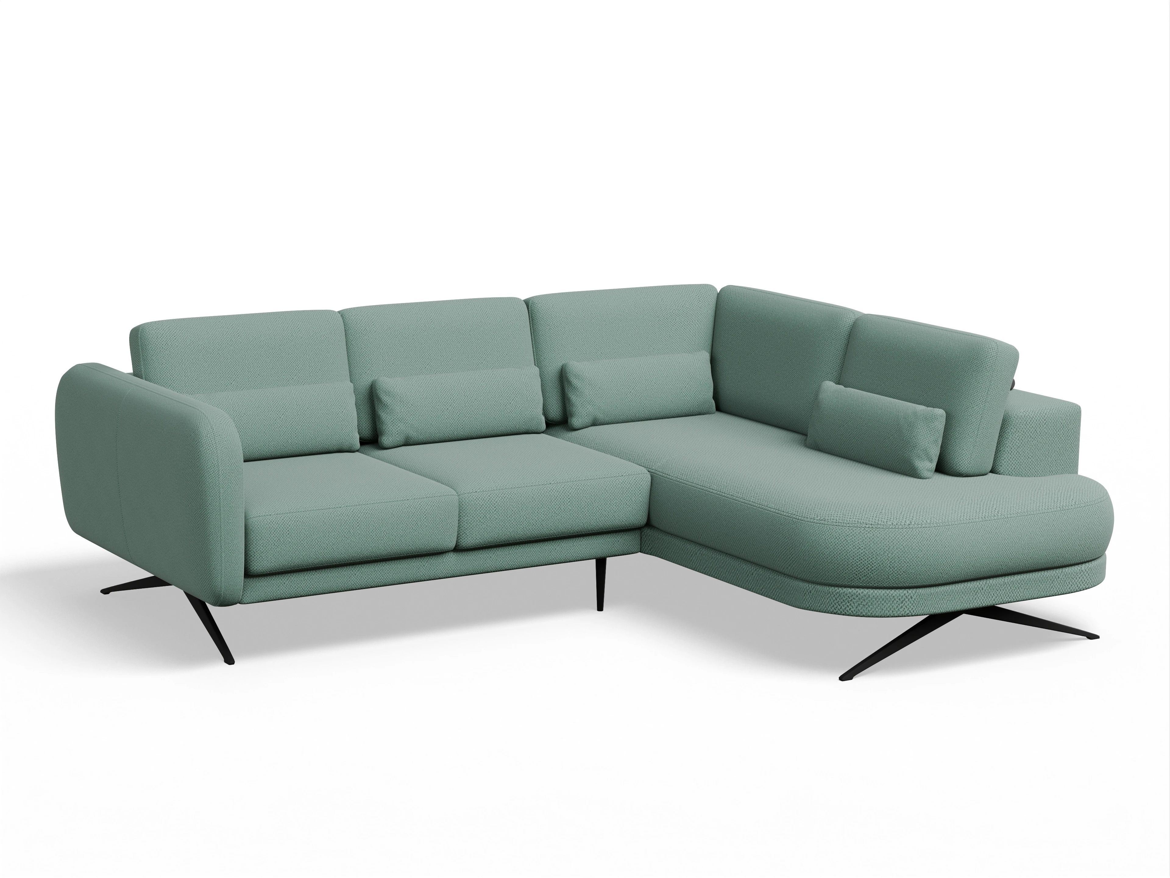 Ansicht des Produktes Malaga Ecksofa rechts Abschluss offen in Stoff Blau