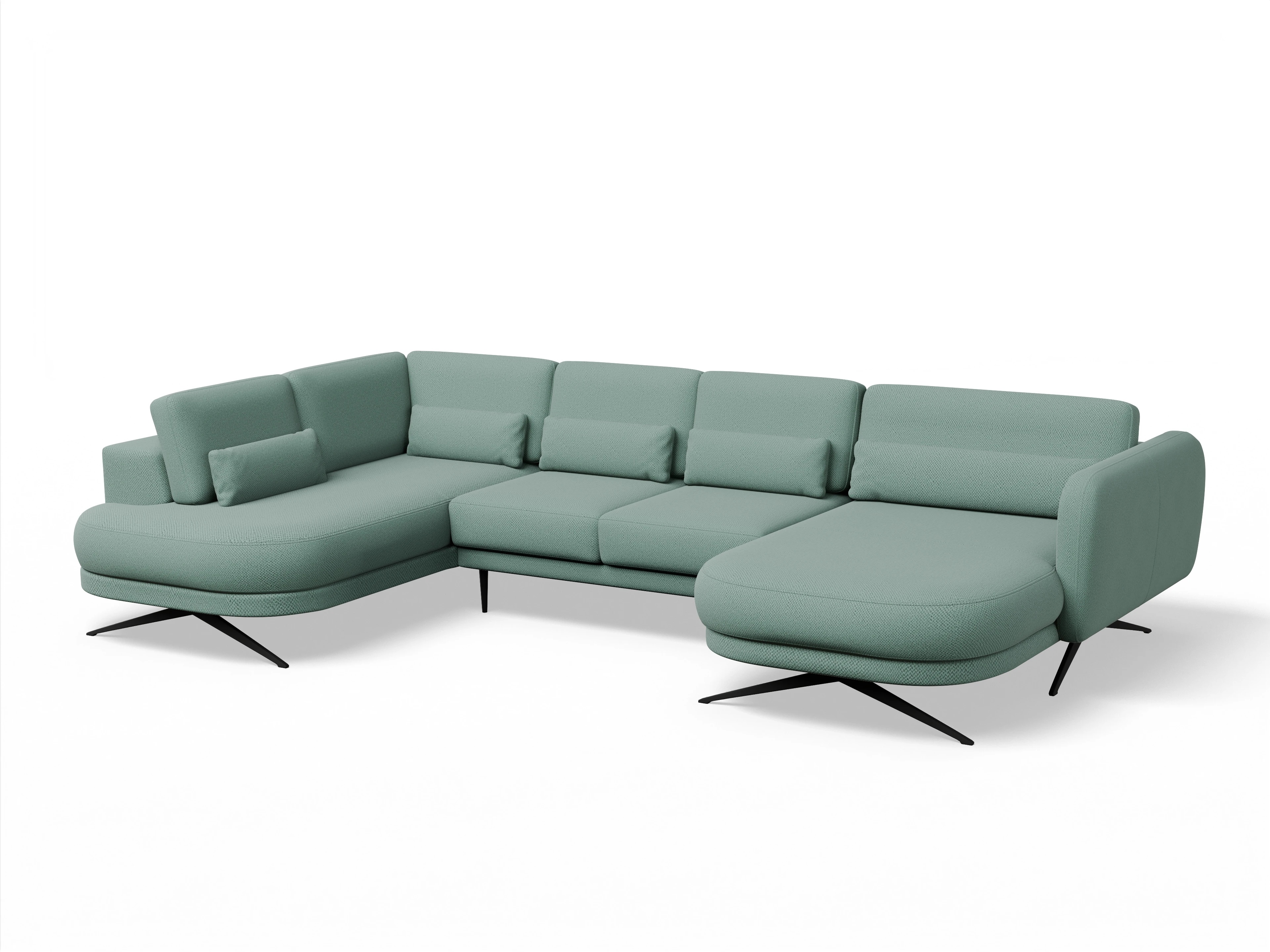 Ansicht des Produktes Malaga Wohnlandschaft offen beidseitig in Stoff Blau