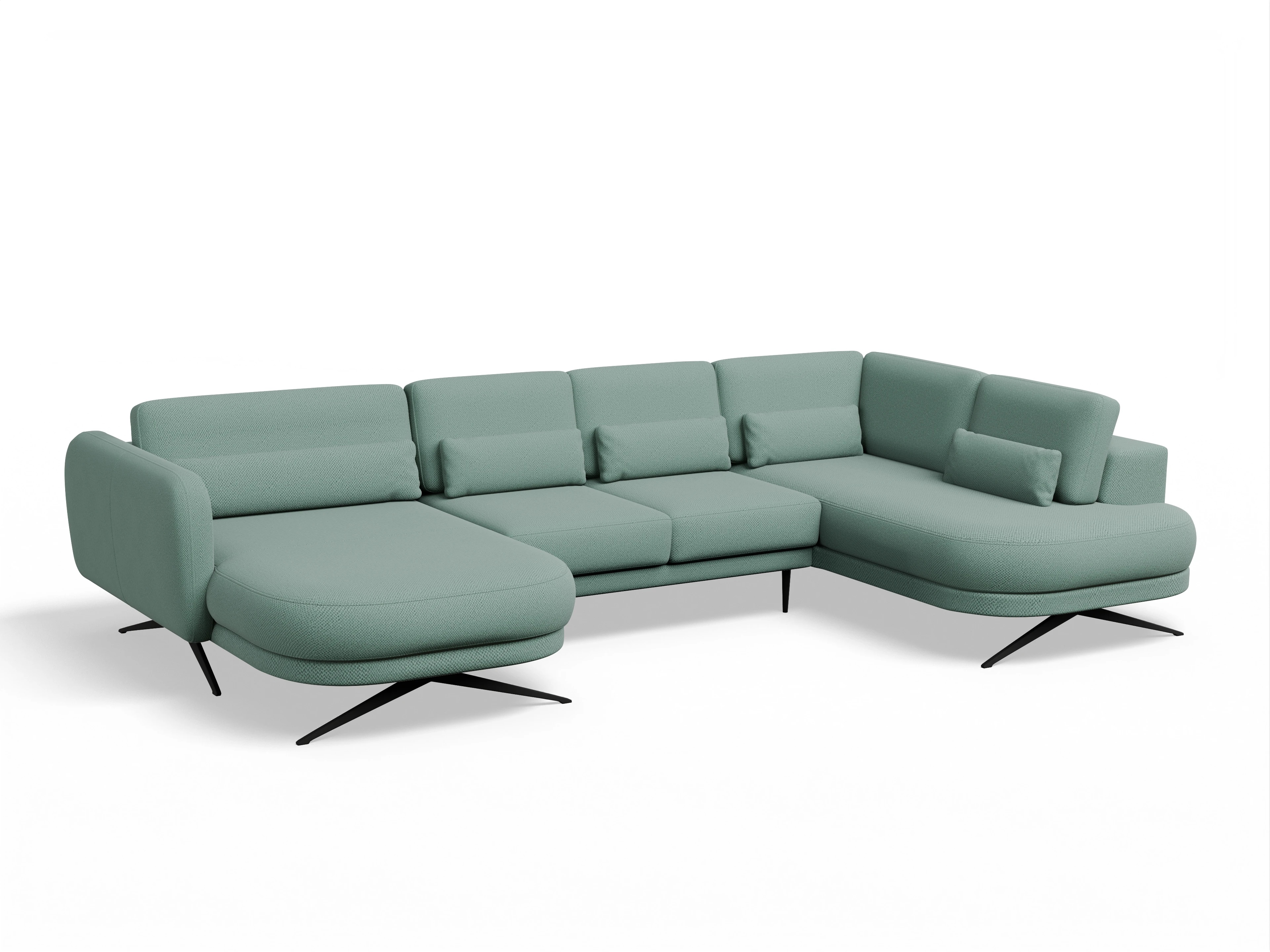 Ansicht des Produktes Malaga Wohnlandschaft offen beidseitig in Stoff Blau