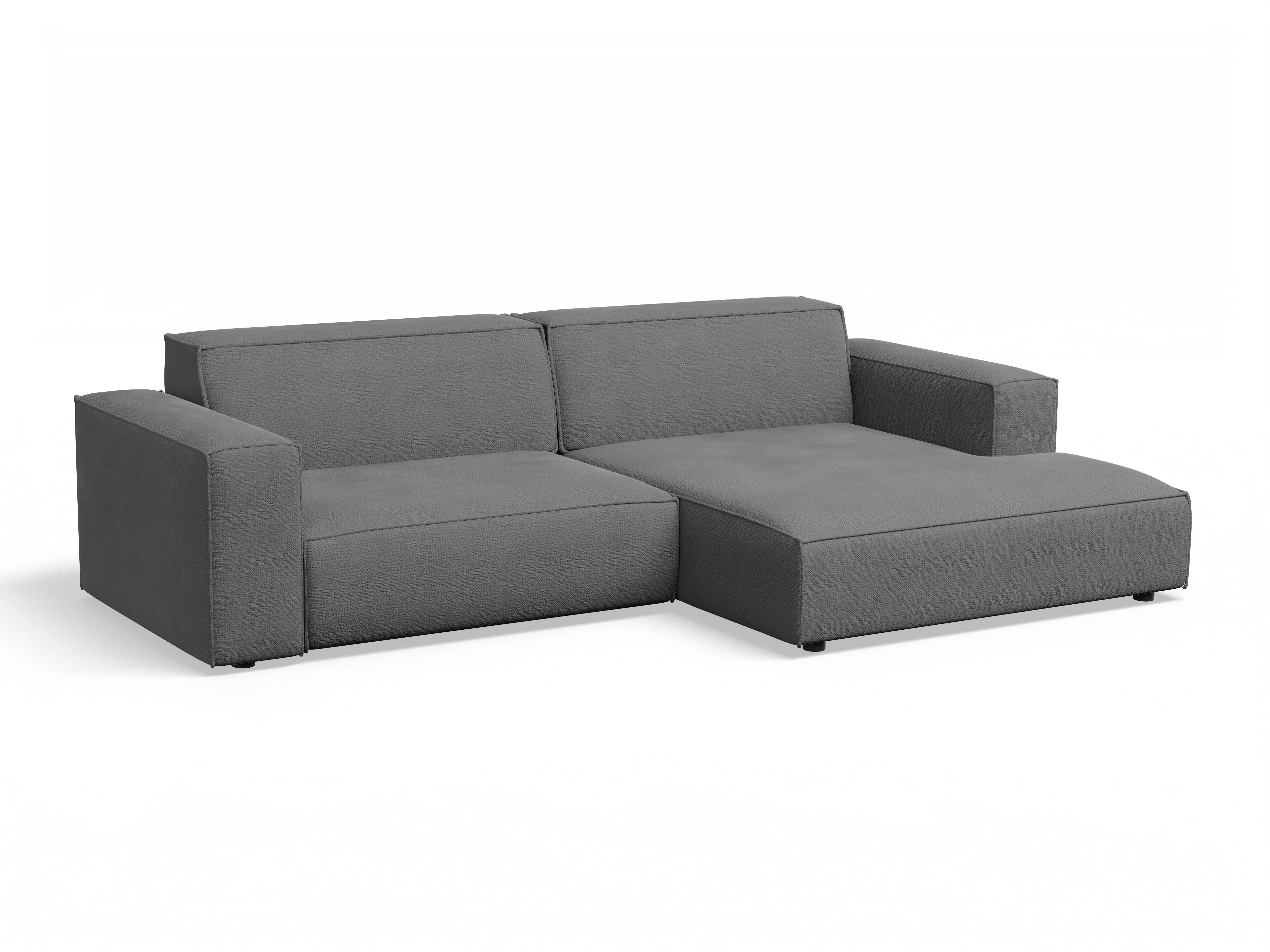Claas Ecksofa mit Longchair rechts Ansicht des Produktes Claas-O Ecksofa rechts Abschluss offen in Stoff Grau