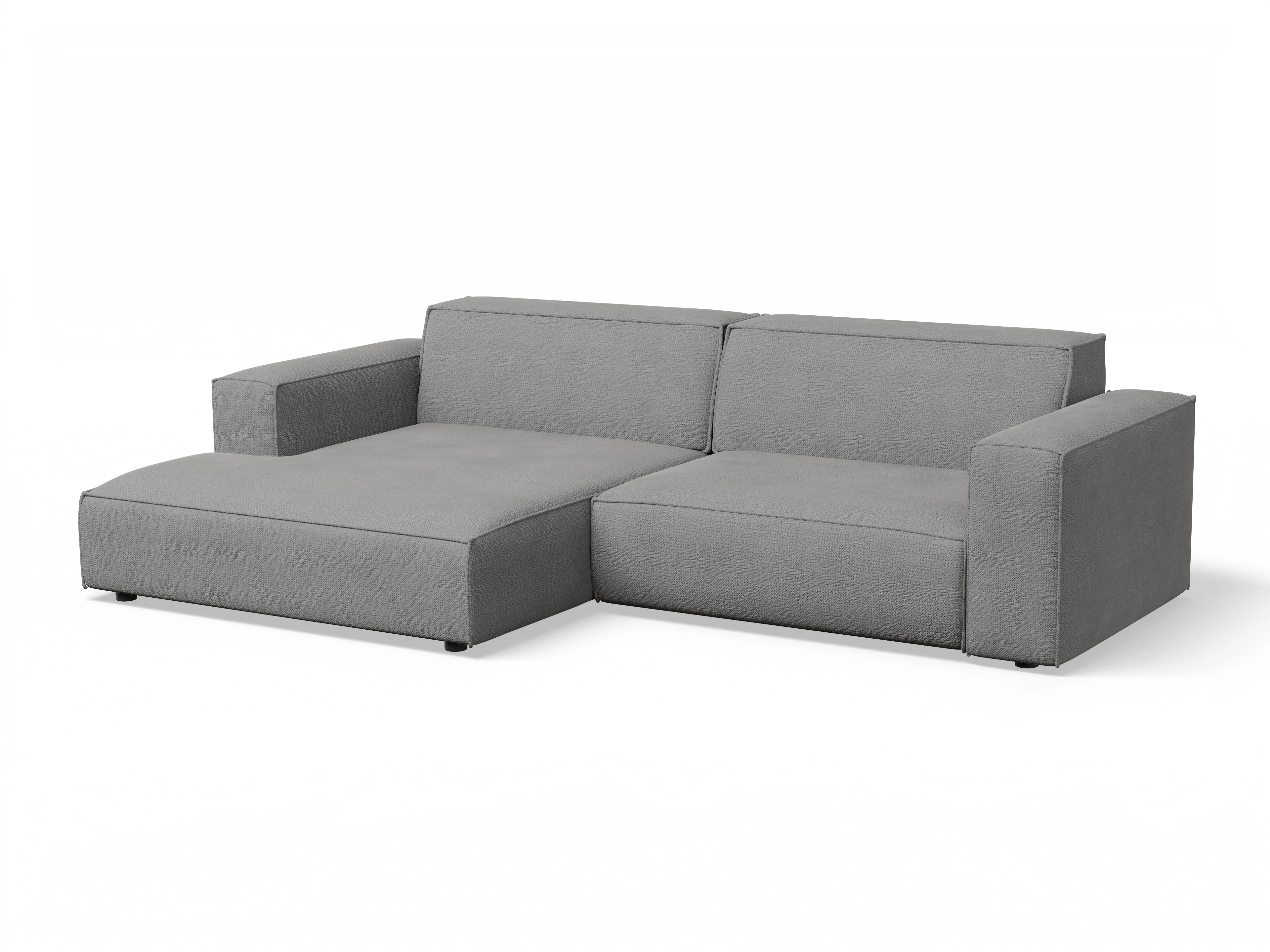 Claas Ecksofa mit Longchair links Ansicht des Produktes Claas-O Ecksofa links Abschluss offen in Stoff Grau