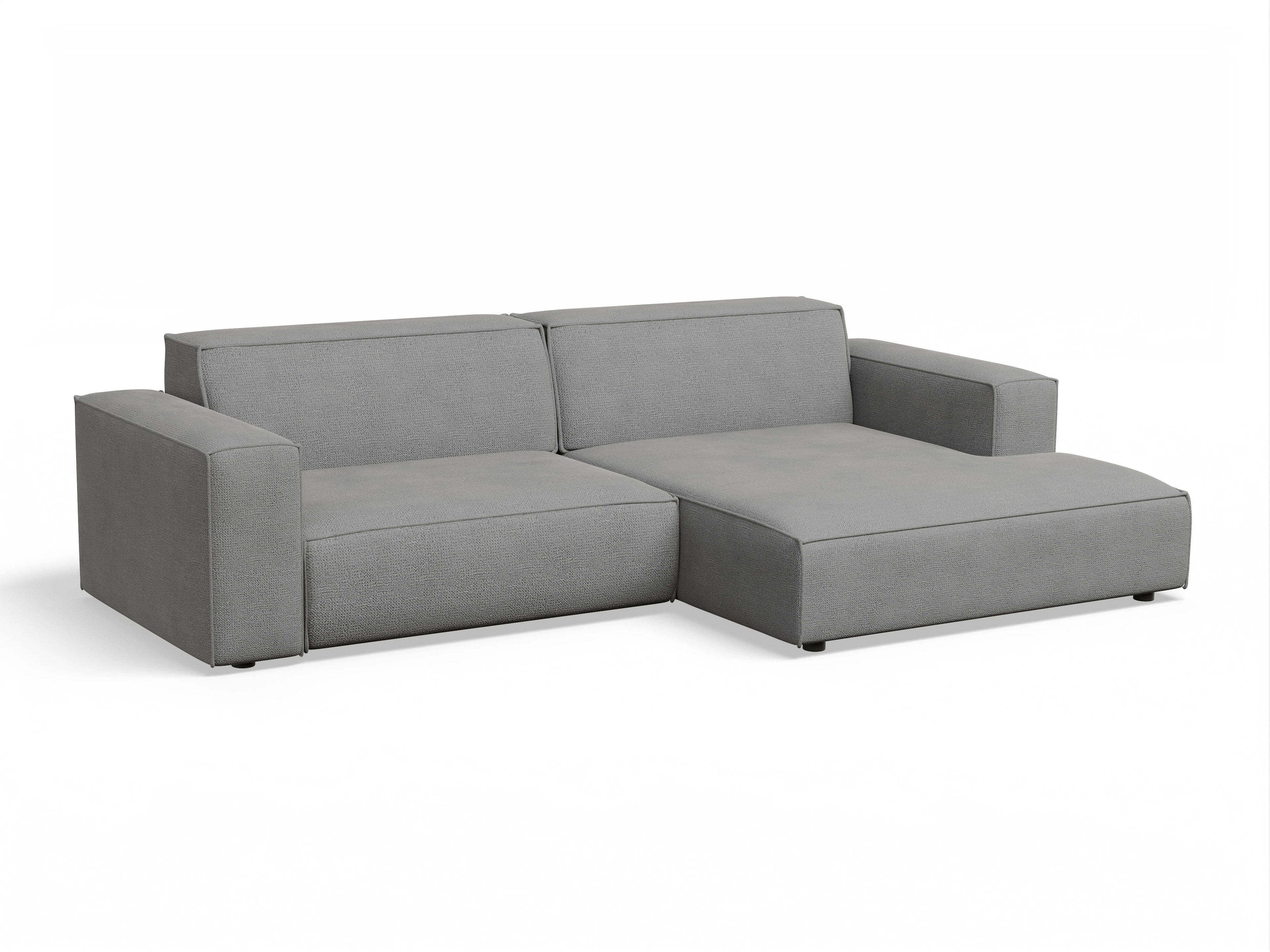 Claas Ecksofa mit Longchair rechts Ansicht des Produktes Claas-O Ecksofa rechts Abschluss offen in Stoff Grau