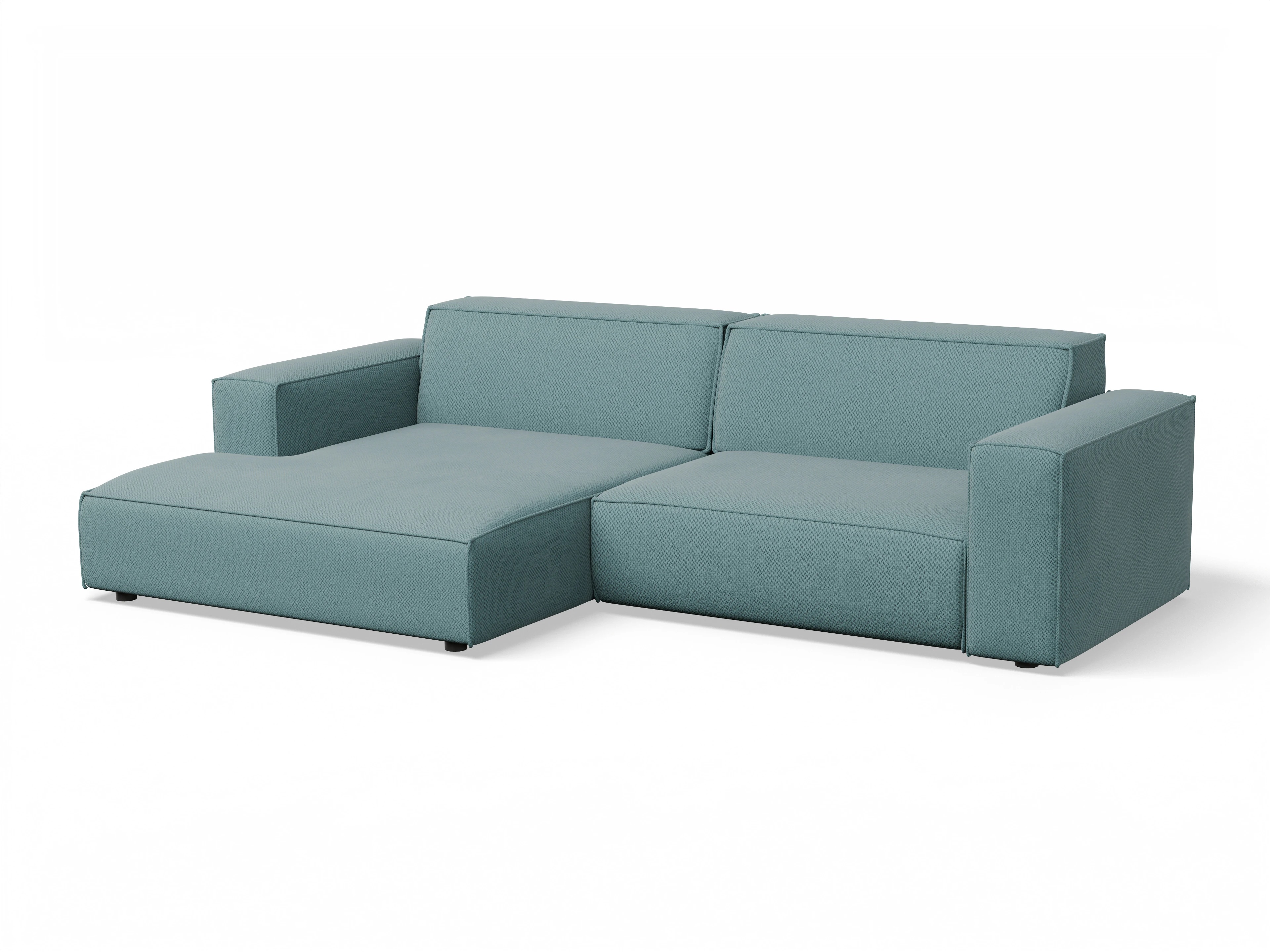 Ansicht des Produktes Claas-O Ecksofa links Abschluss offen in Stoff Blau