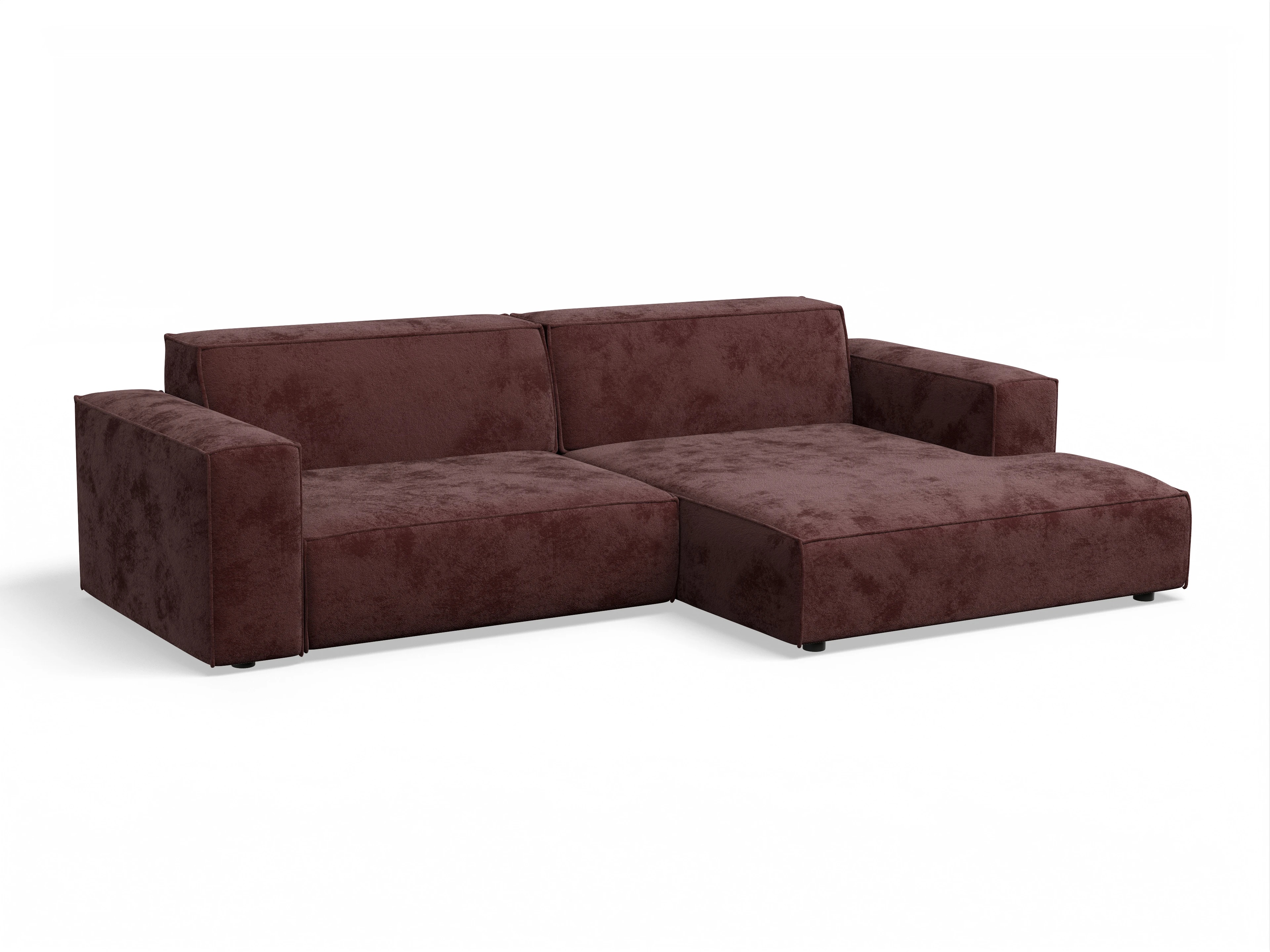 Claas Ecksofa mit Longchair rechts Ansicht des Produktes Claas-O Ecksofa rechts Abschluss offen in Stoff Rot