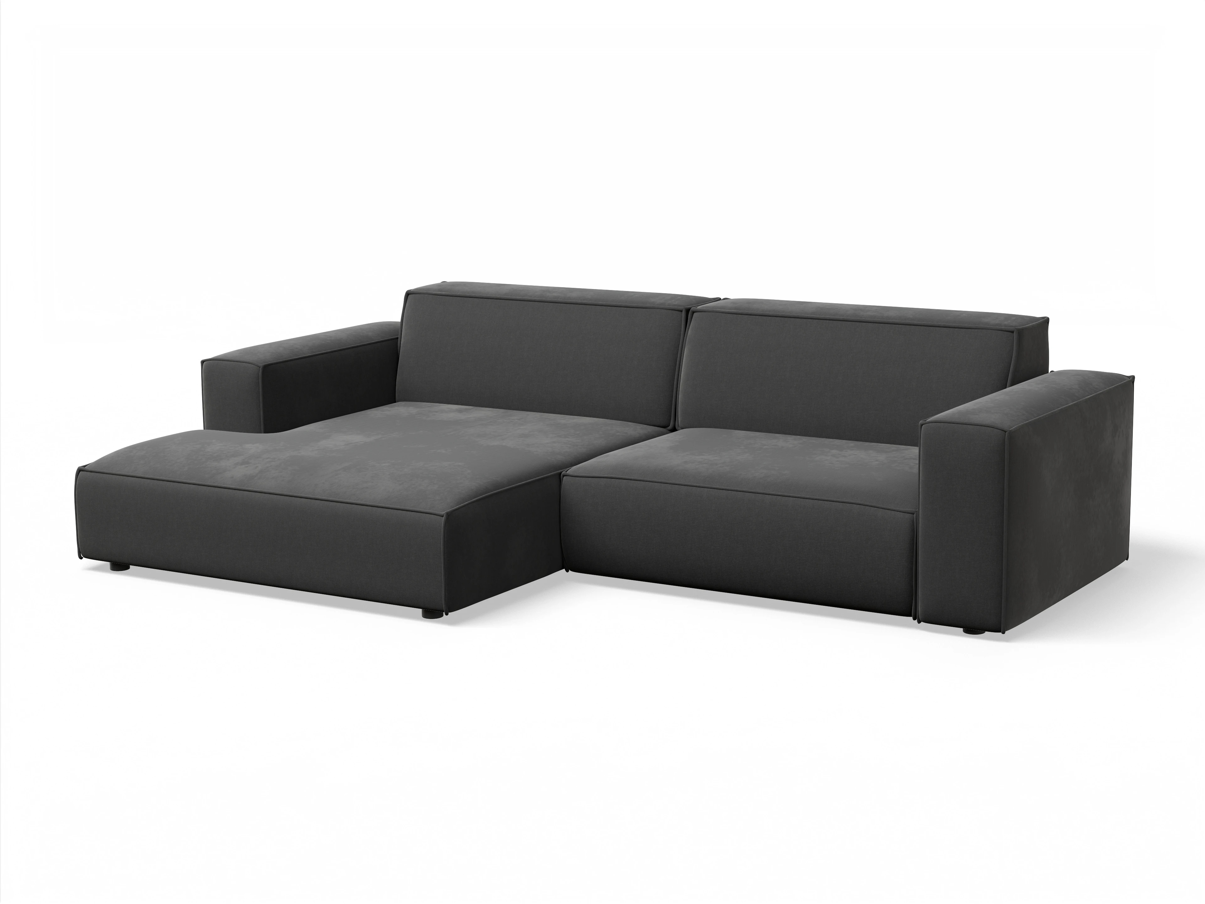 Ansicht des Produktes Claas-O Ecksofa links Abschluss offen in Stoff Schwarz