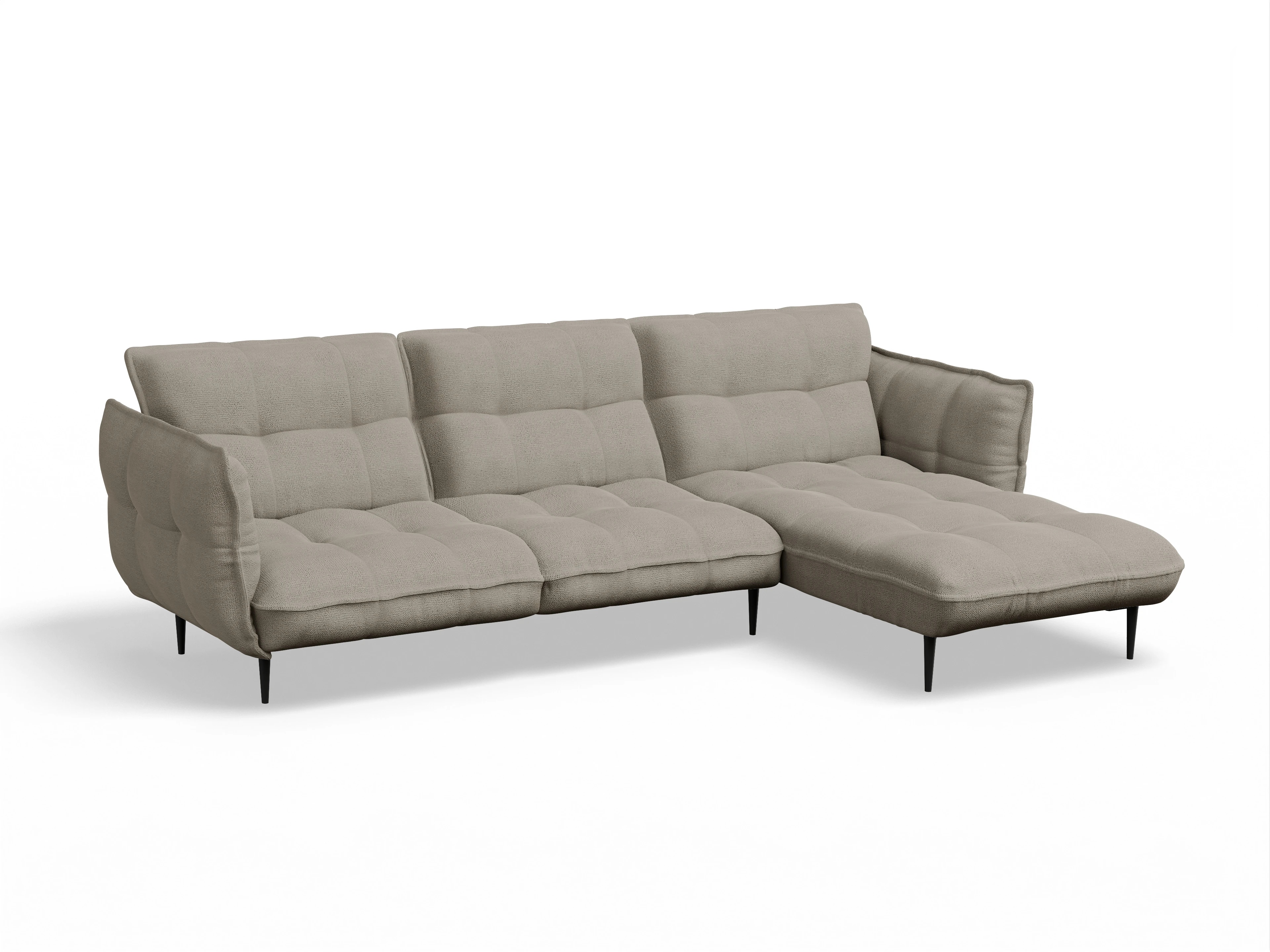 Marvin Ecksofa mit Longchair rechts Ansicht des Produktes Marvin-O Ecksofa rechts Abschluss offen in Stoff Braun