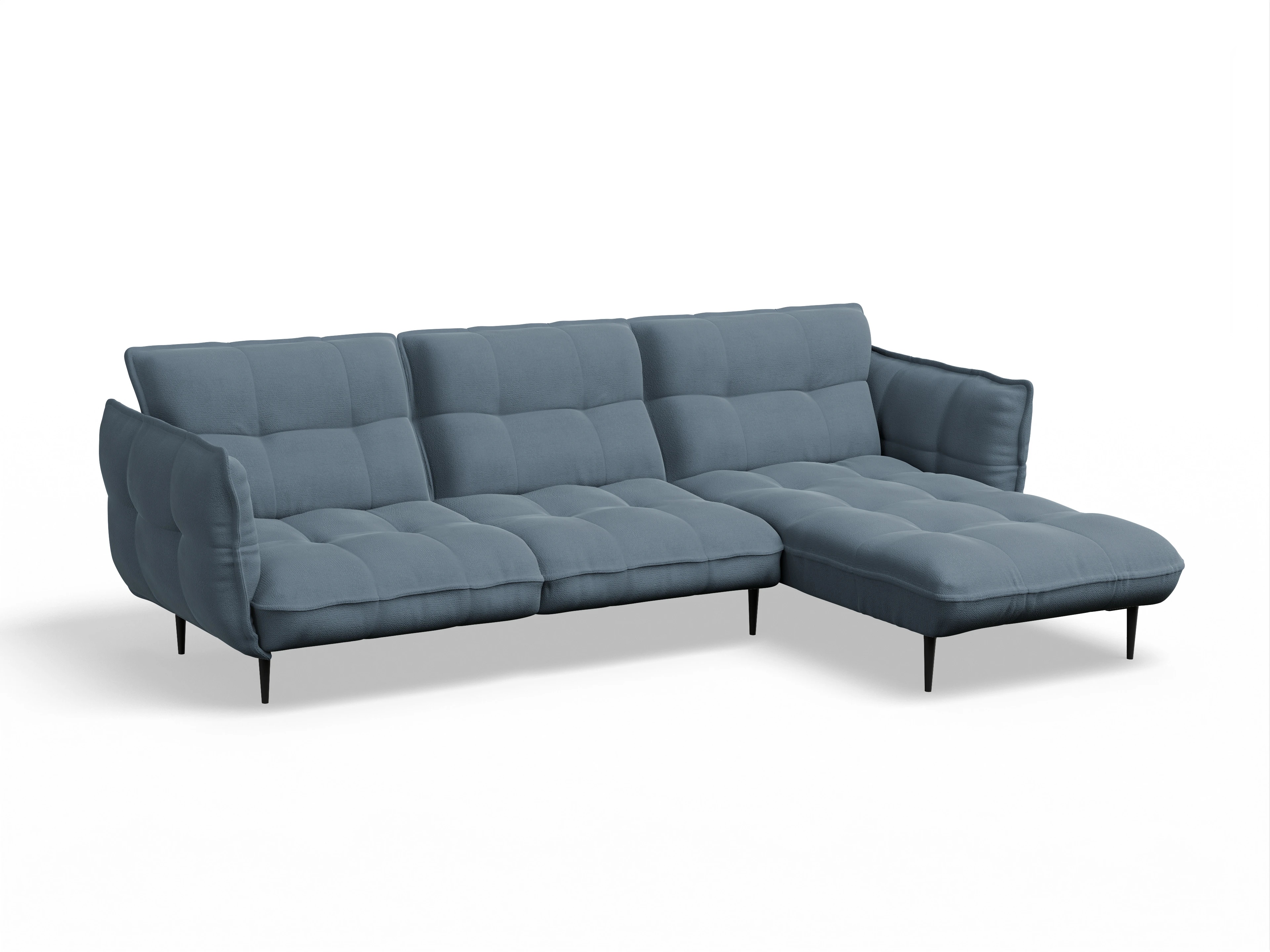 Ansicht des Produktes Marvin-O Ecksofa rechts Abschluss offen in Stoff Blau