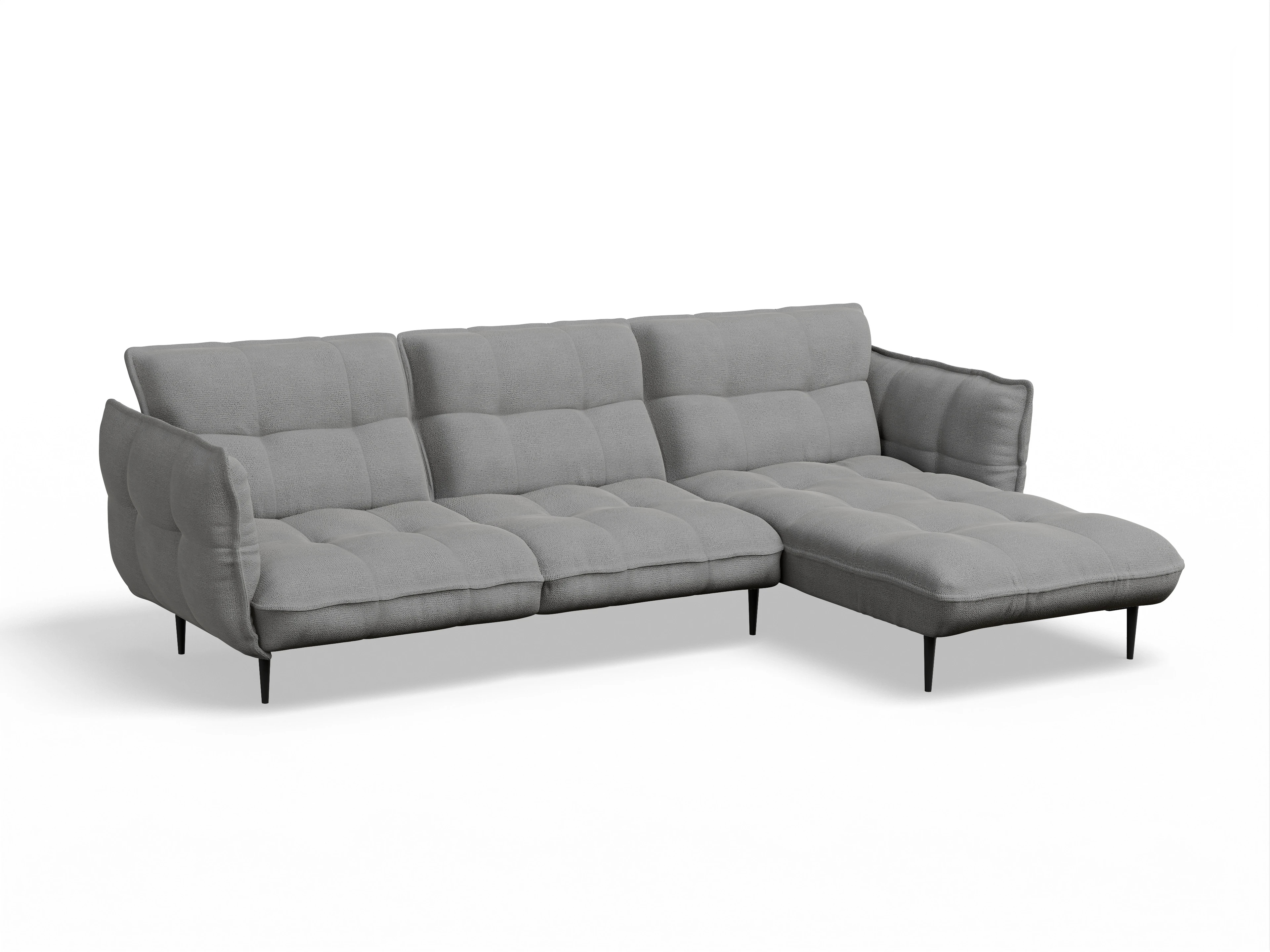 Ansicht des Produktes Marvin-O Ecksofa rechts Abschluss offen in Stoff Grau