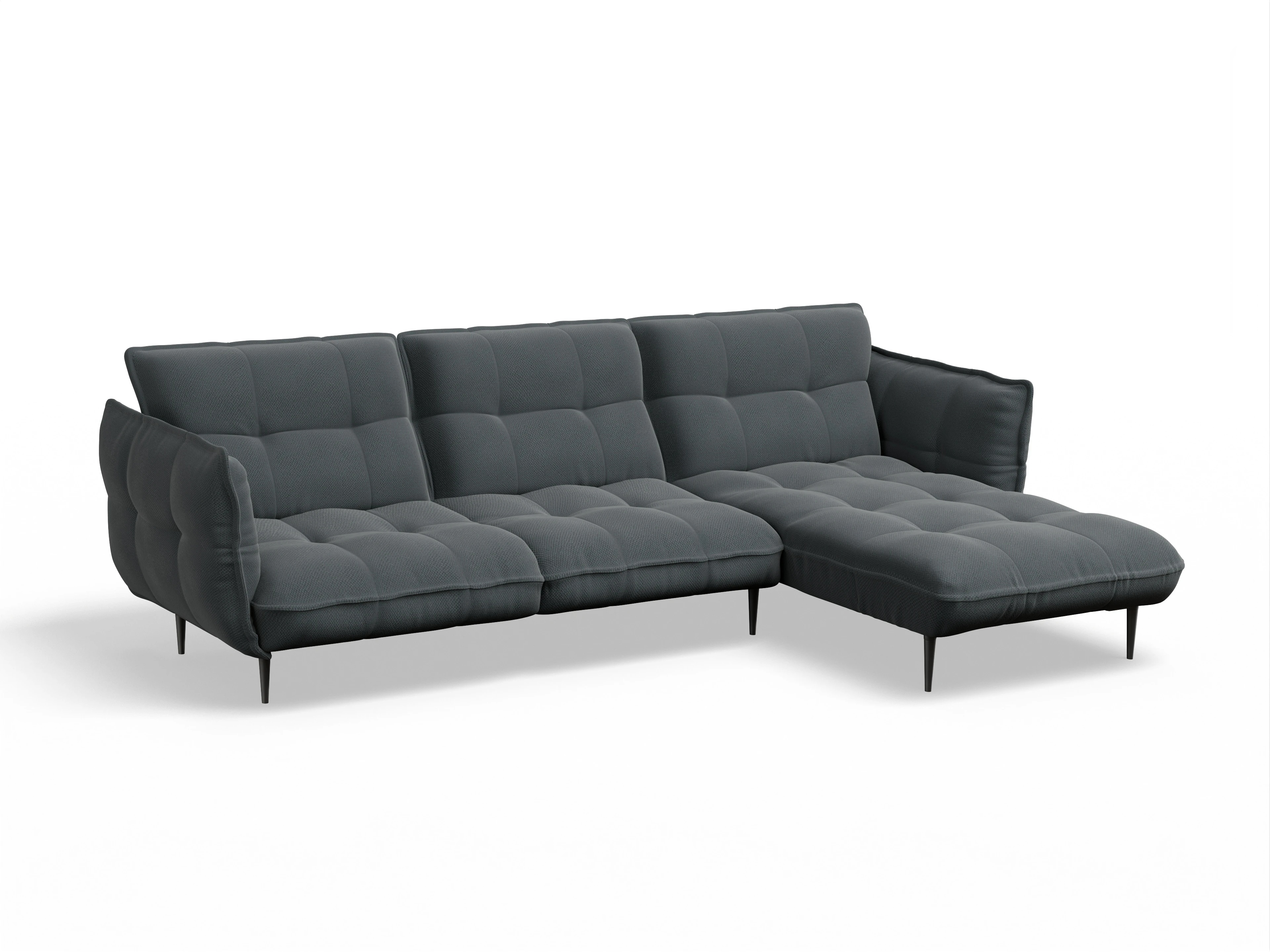 Ansicht des Produktes Marvin-O Ecksofa rechts Abschluss offen in Stoff Grau