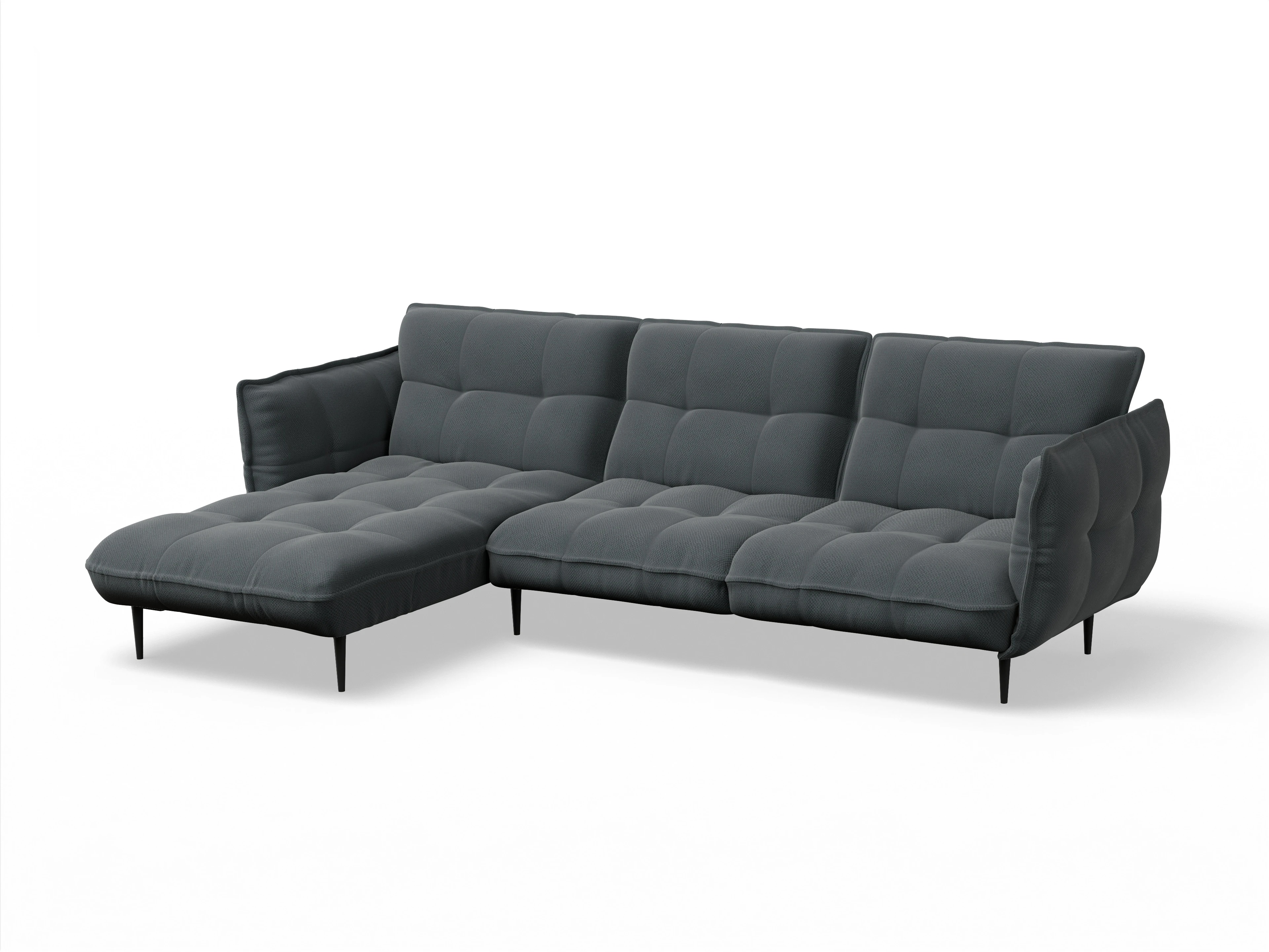 Ansicht des Produktes Marvin-O Ecksofa links Abschluss offen in Stoff Grau