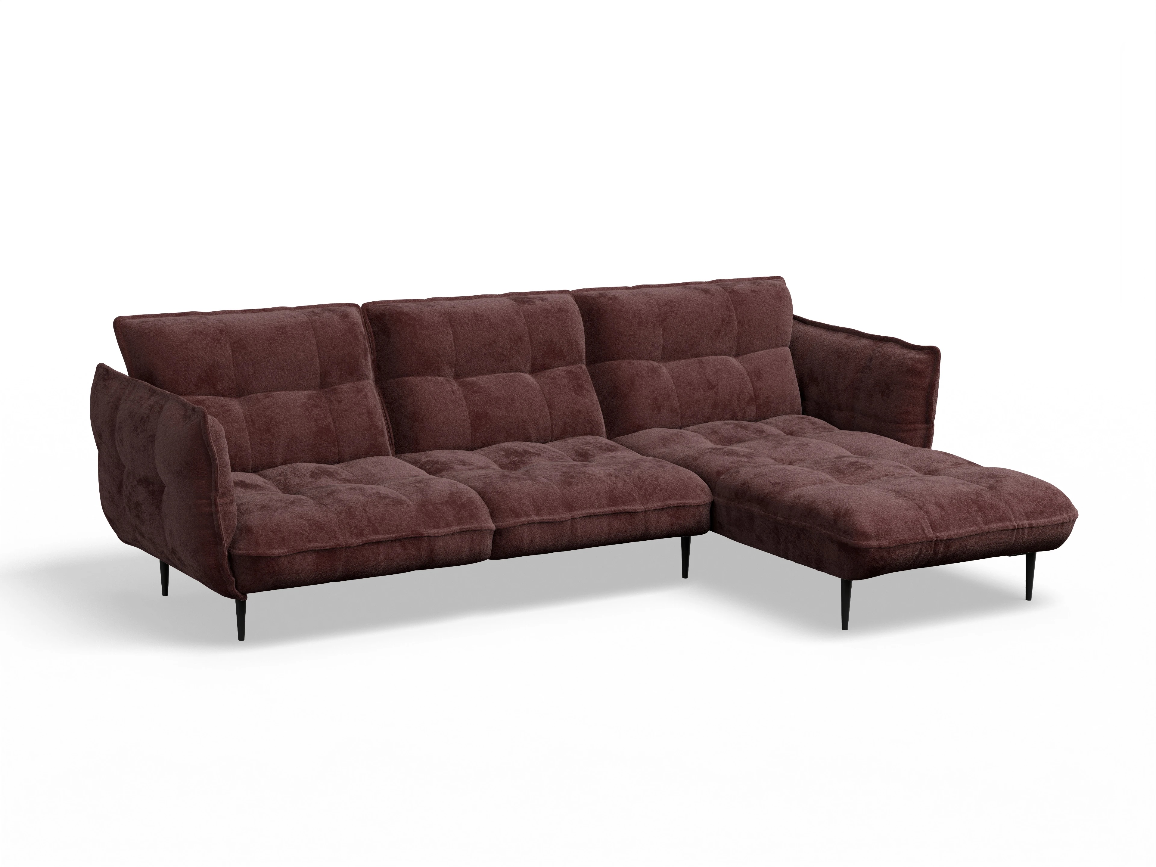 Ansicht des Produktes Marvin-O Ecksofa rechts Abschluss offen in Stoff Rot