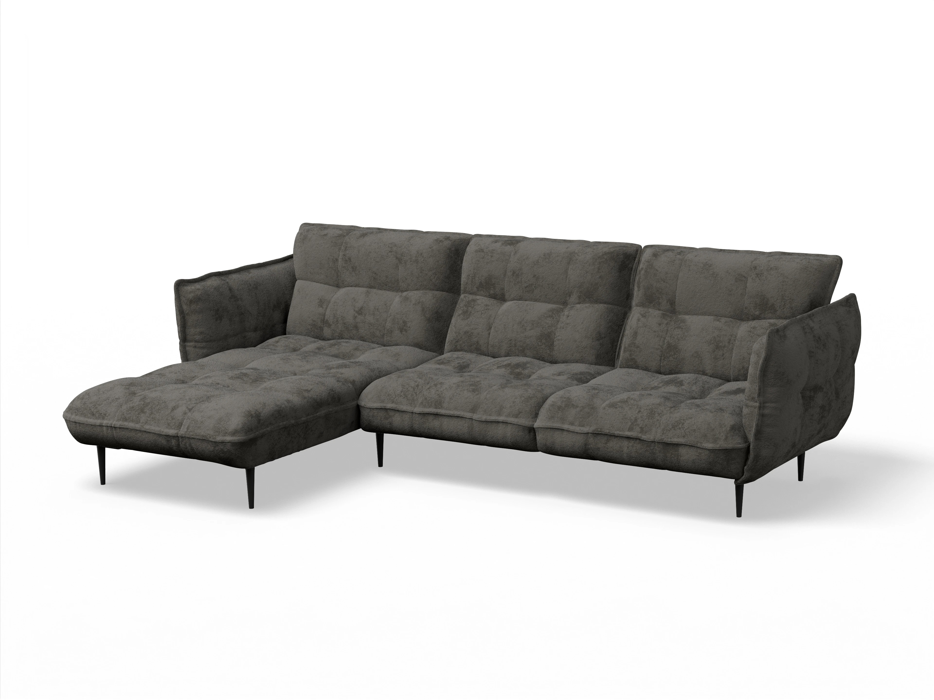 Ansicht des Produktes Marvin-O Ecksofa links Abschluss offen in Stoff Braun