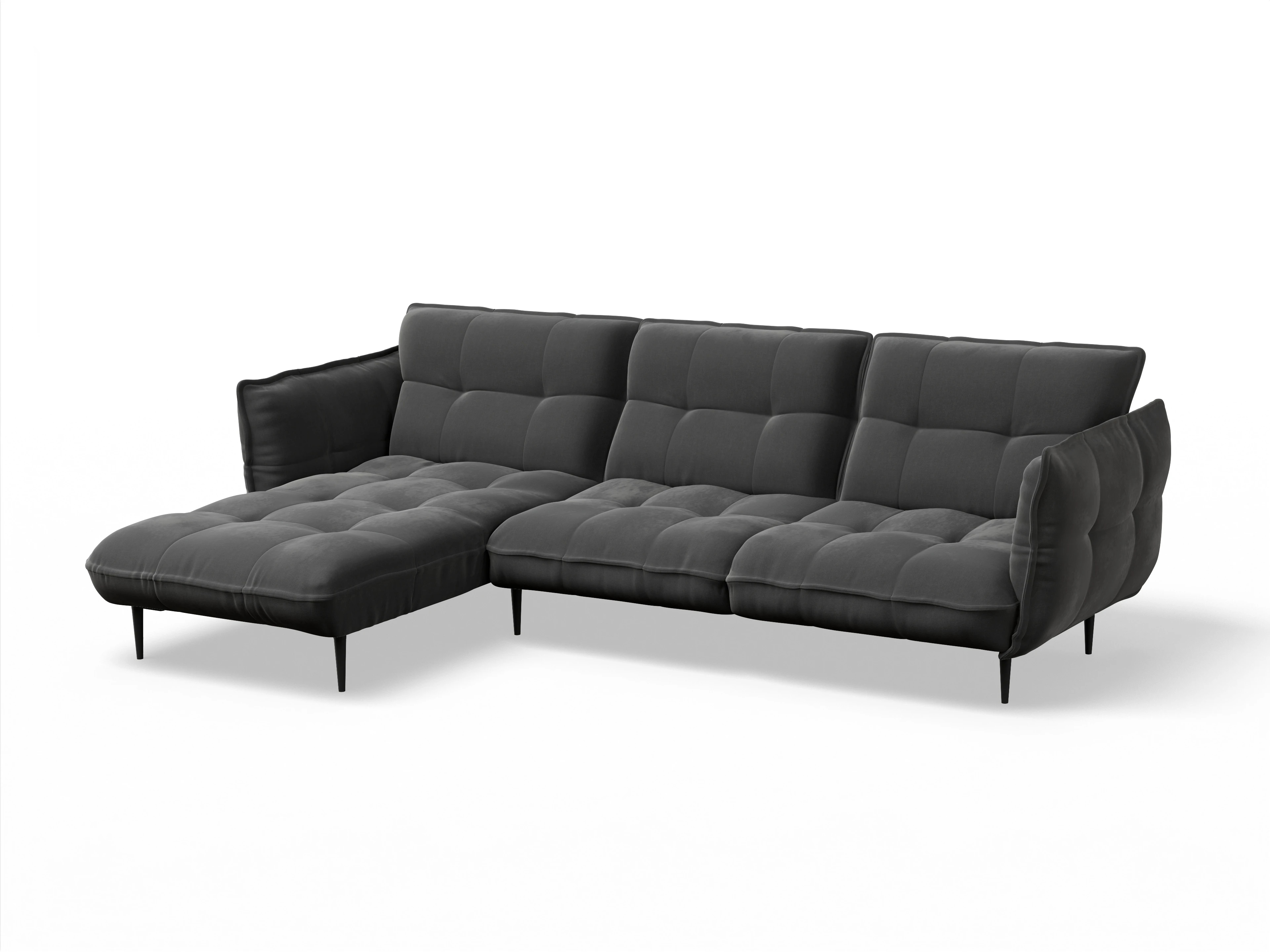 Ansicht des Produktes Marvin-O Ecksofa links Abschluss offen in Stoff Schwarz