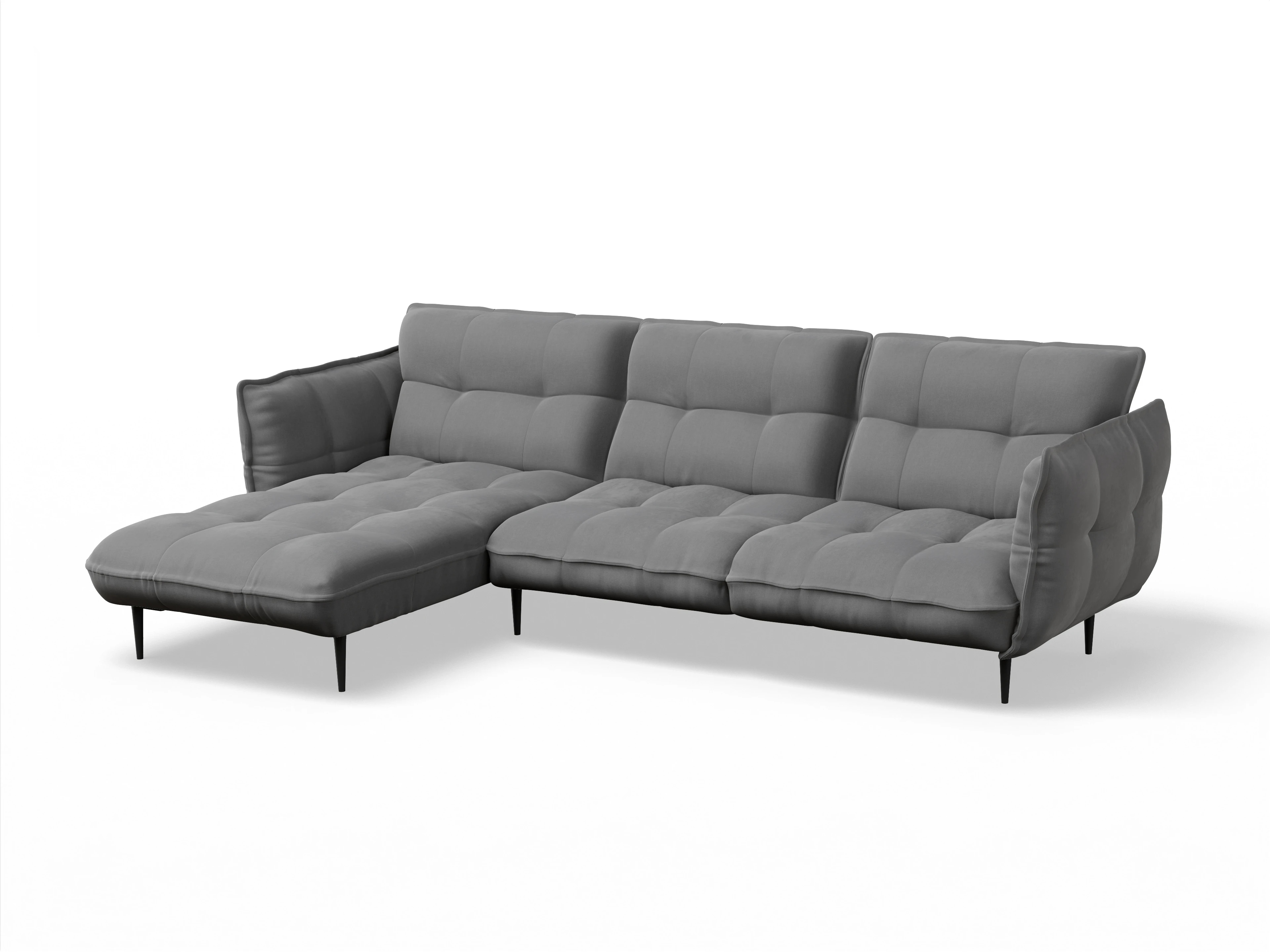 Ansicht des Produktes Marvin-O Ecksofa links Abschluss offen in Stoff Grau