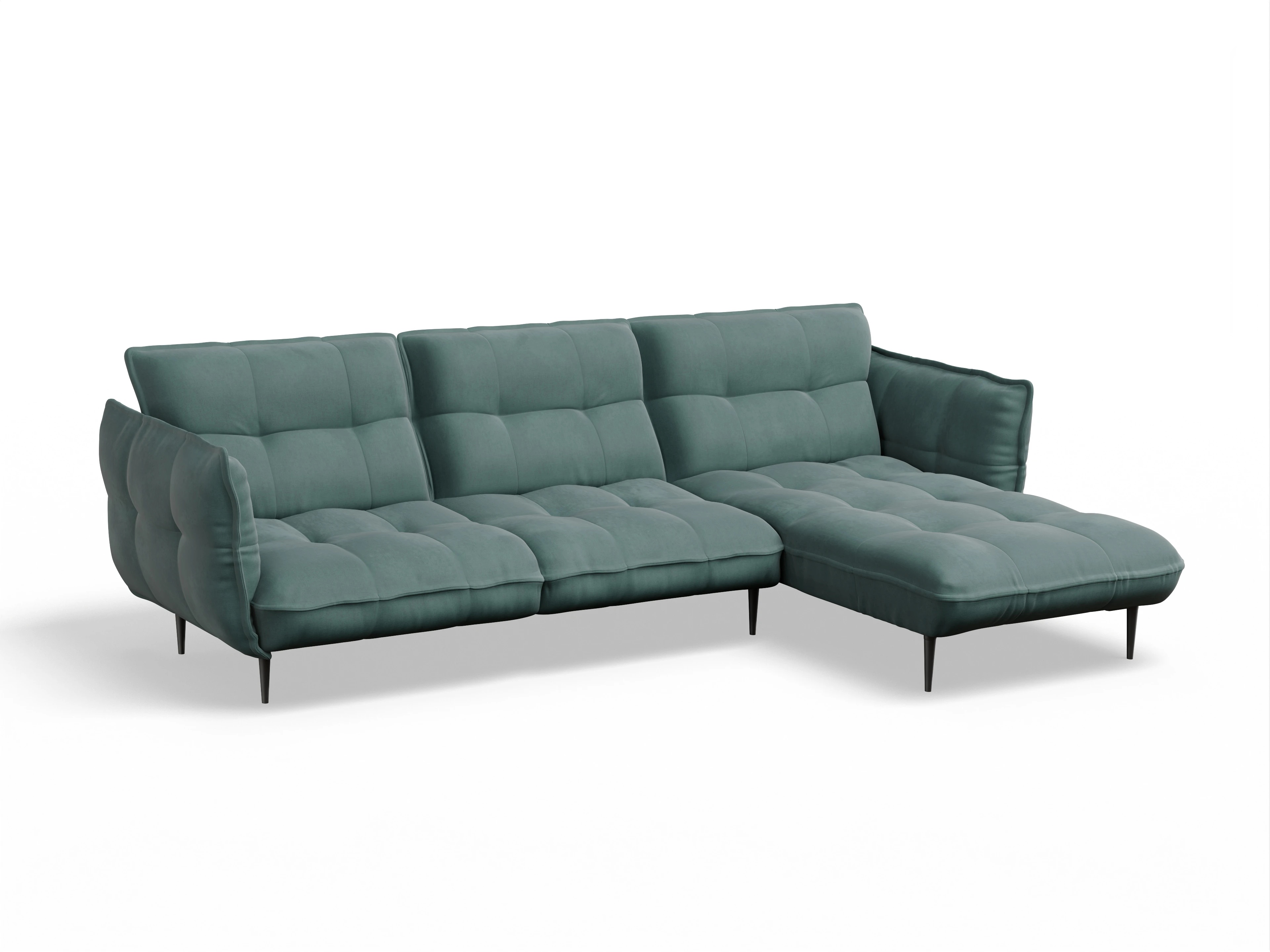 Ansicht des Produktes Marvin-O Ecksofa rechts Abschluss offen in Stoff Blau