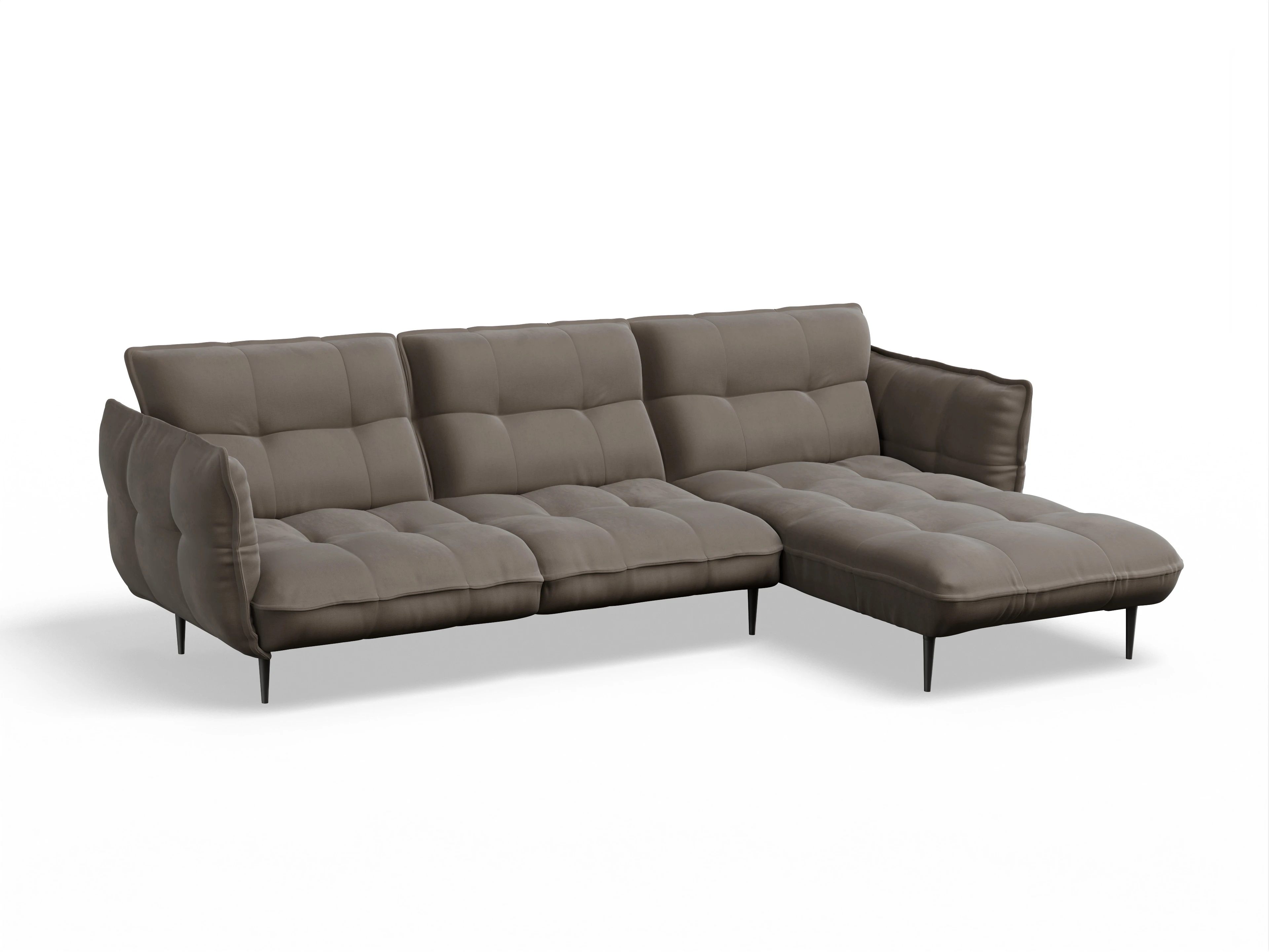 Ansicht des Produktes Marvin-O Ecksofa rechts Abschluss offen in Stoff Braun