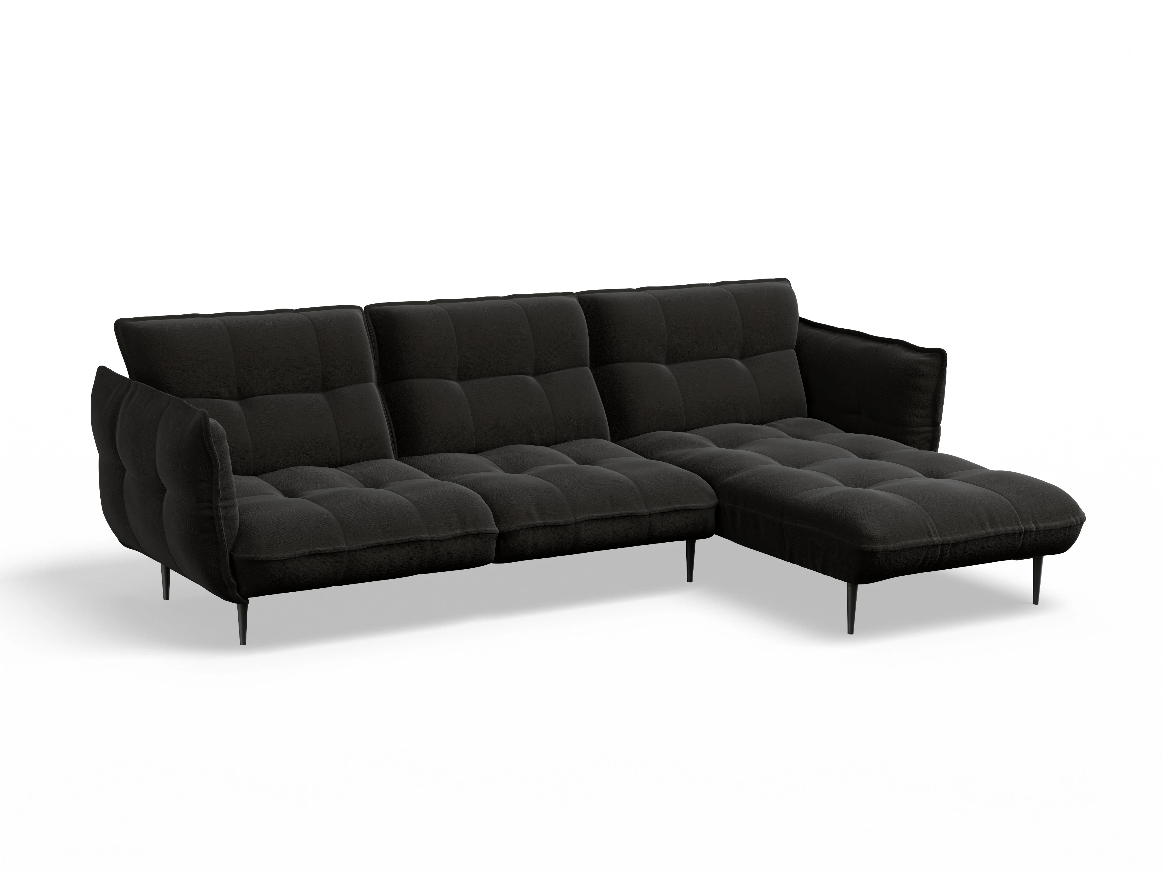 Ansicht des Produktes Marvin-O Ecksofa rechts Abschluss offen in Stoff Braun