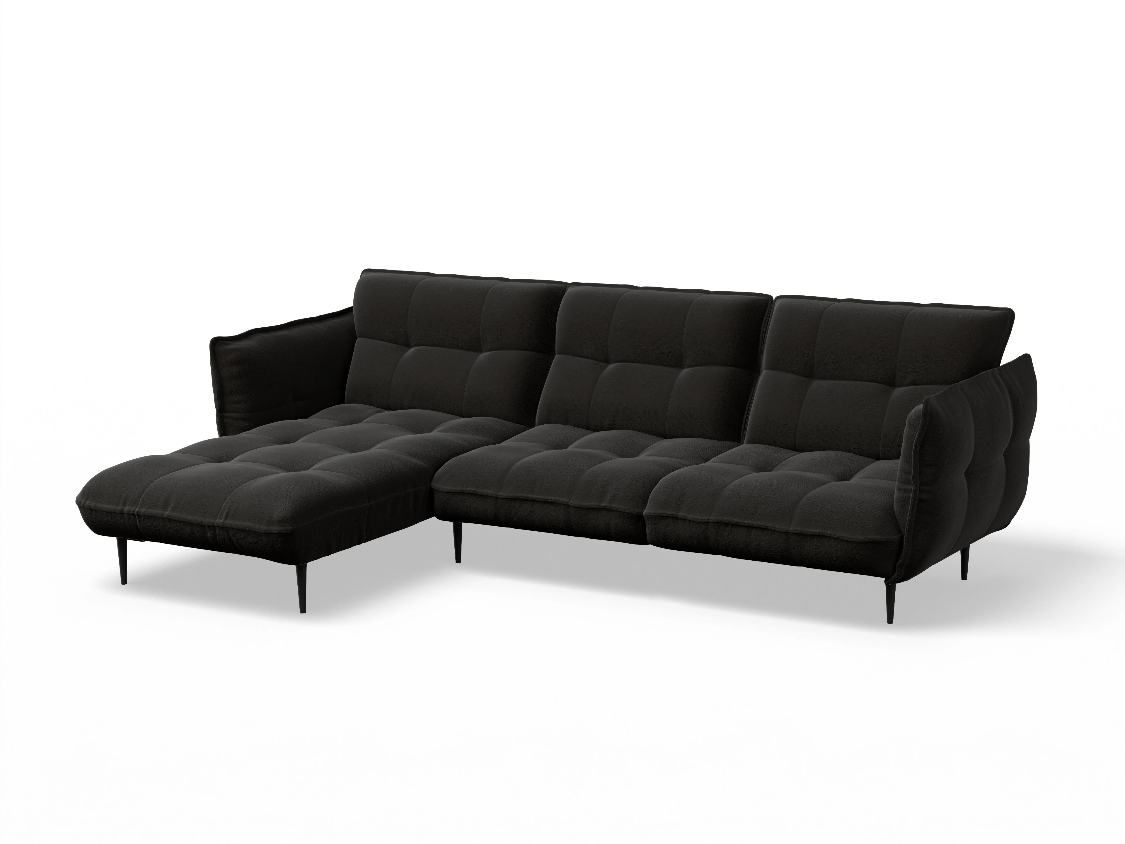 Ansicht des Produktes Marvin-O Ecksofa links Abschluss offen in Stoff Braun