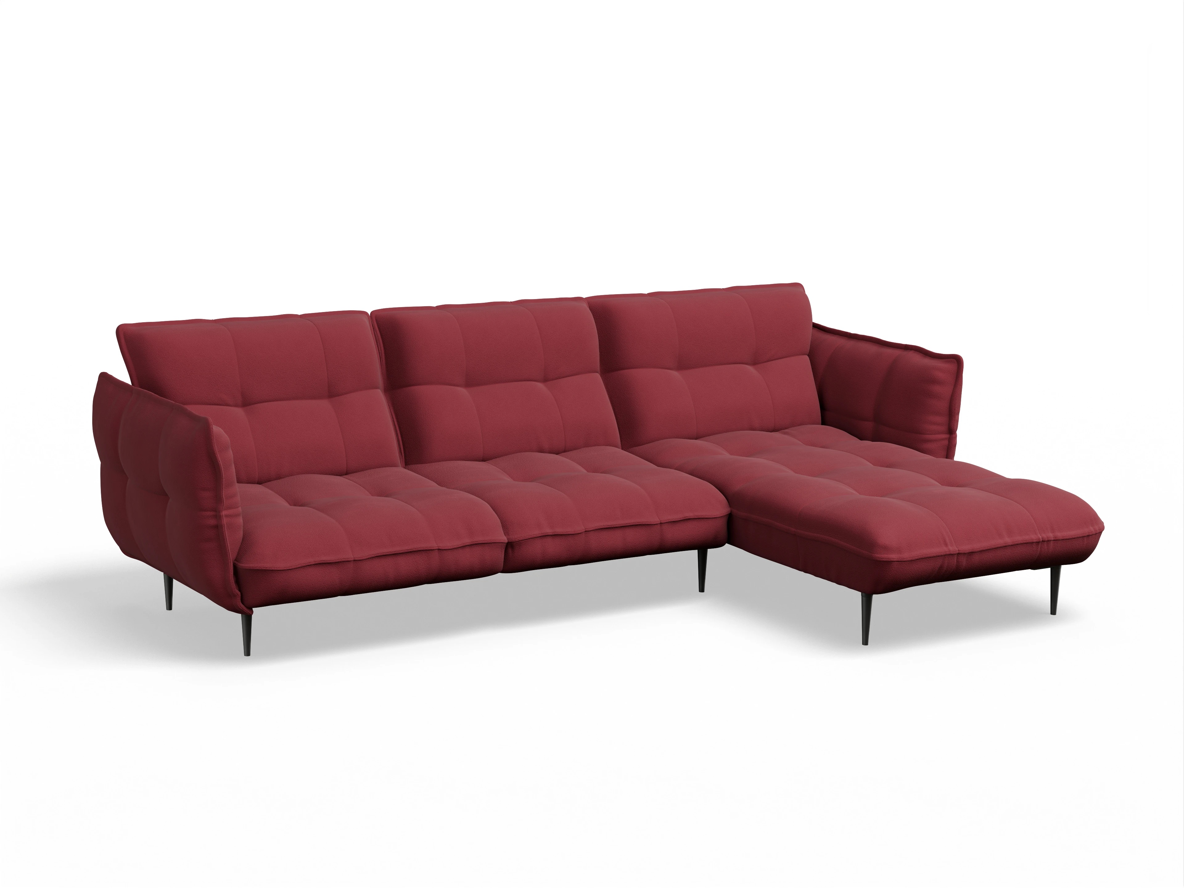 Ansicht des Produktes Marvin-O Ecksofa rechts Abschluss offen in Stoff Rot