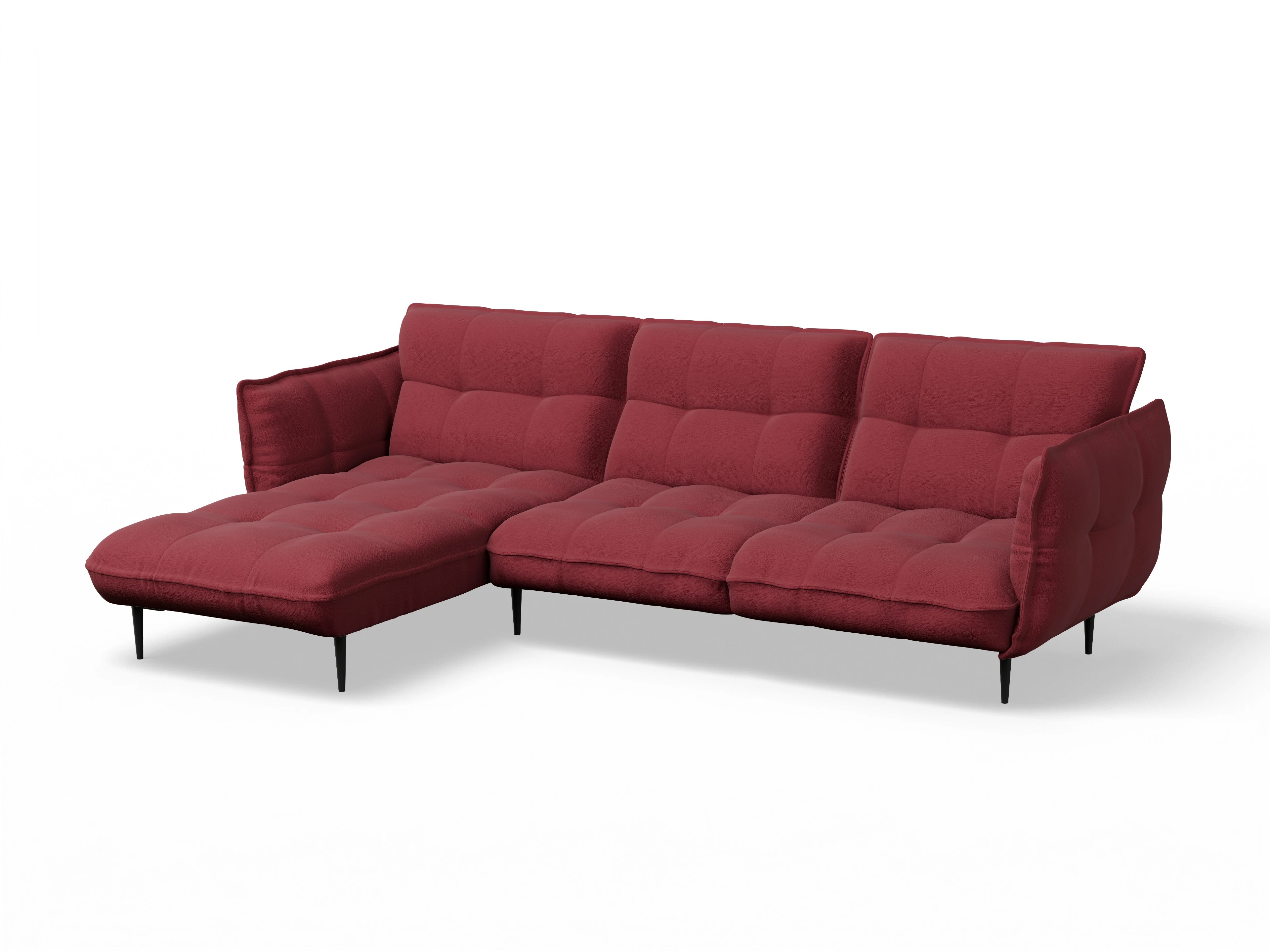 Ansicht des Produktes Marvin-O Ecksofa links Abschluss offen in Stoff Rot