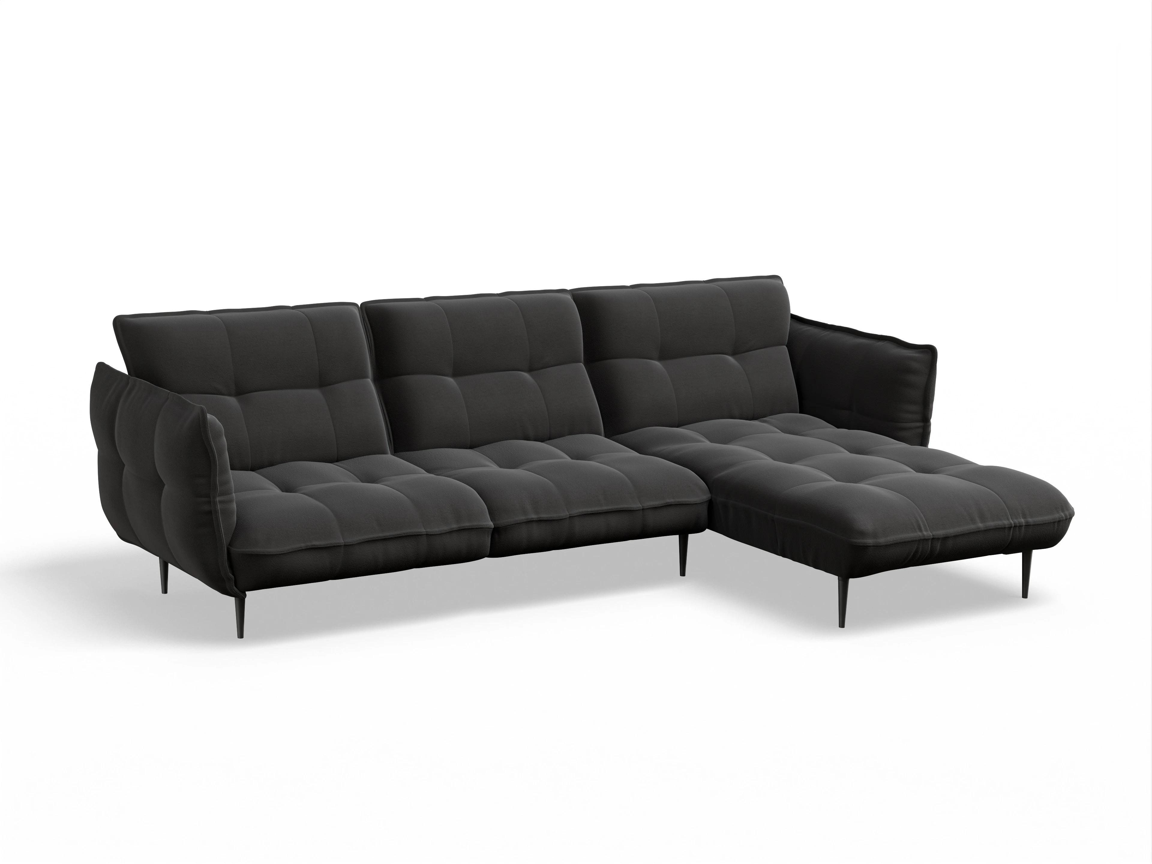 Ansicht des Produktes Marvin-O Ecksofa rechts Abschluss offen in Stoff Grau