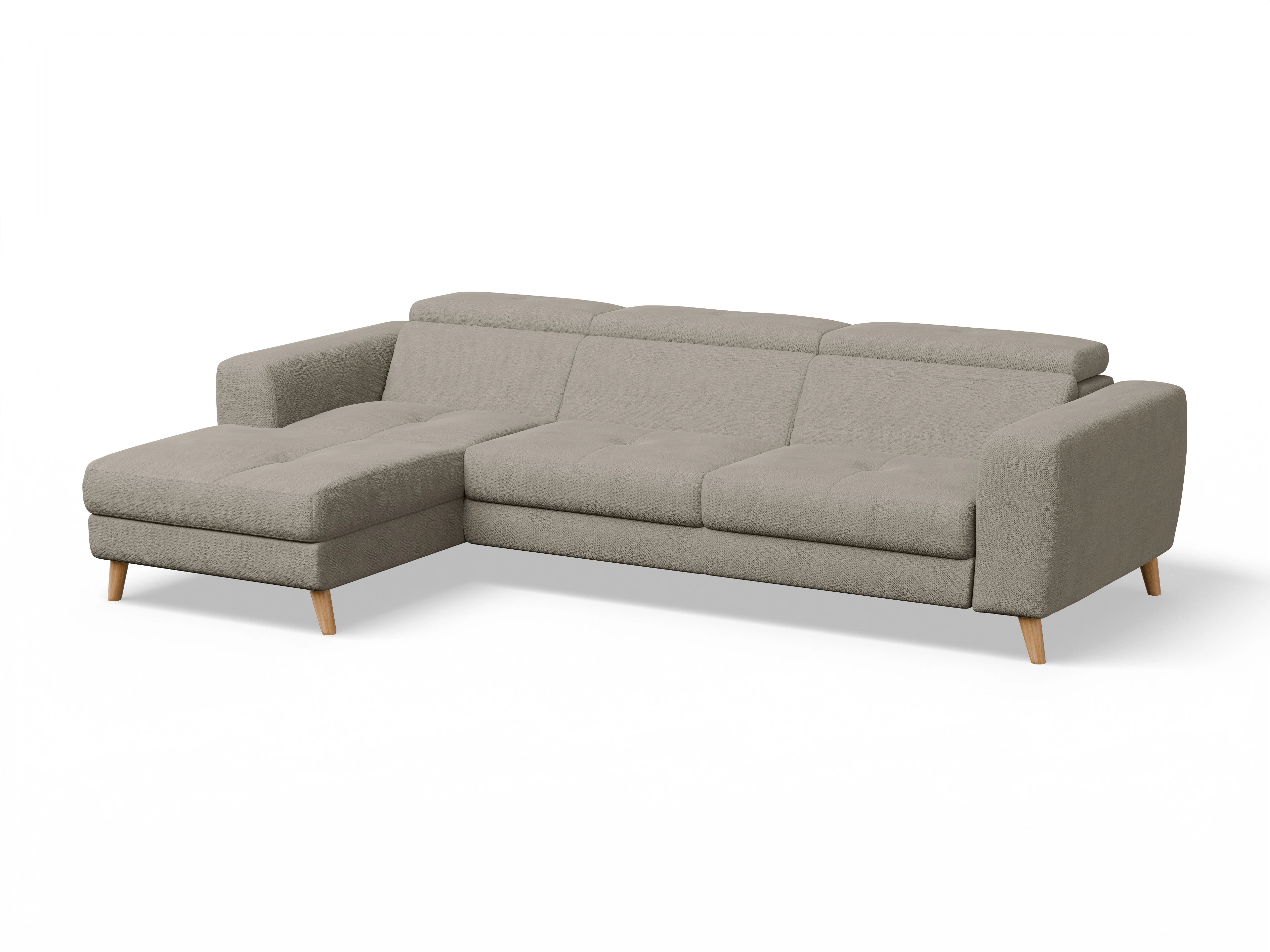 Ansicht des Produktes Capua Ecksofa links Abschluss offen in Stoff Braun