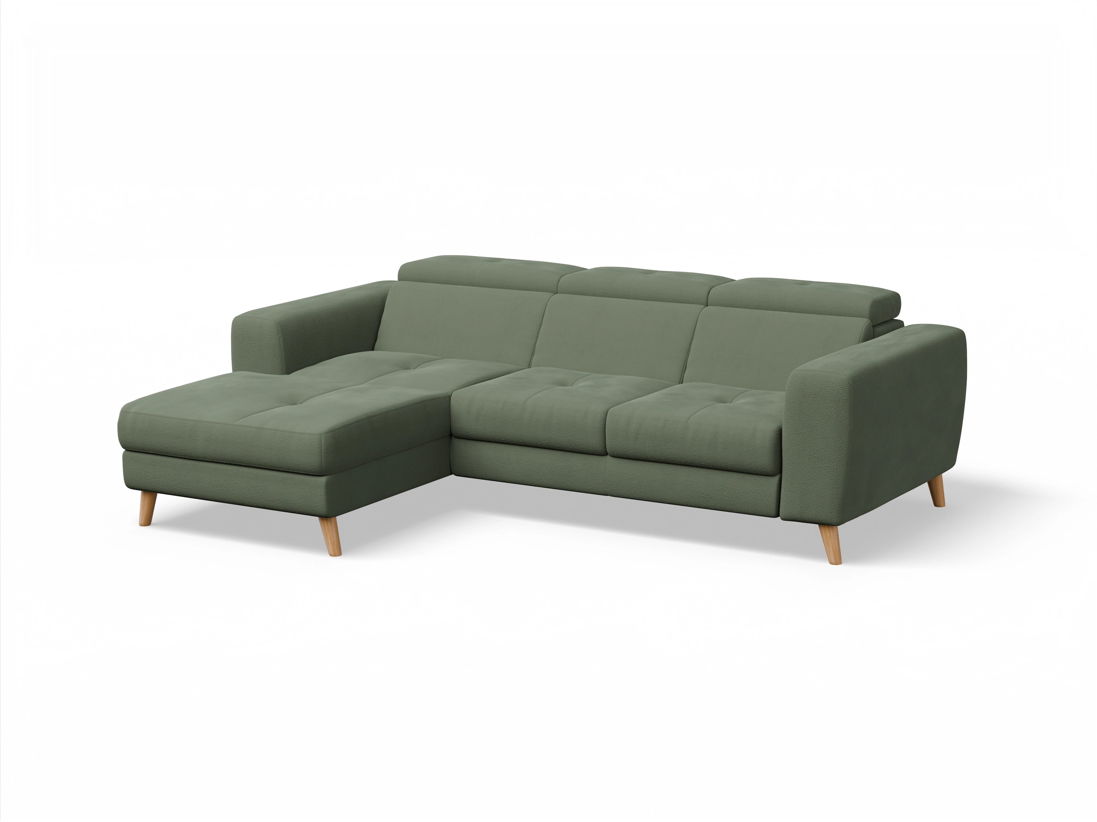 Ansicht des Produktes Capua Ecksofa links Abschluss offen in Stoff Grün