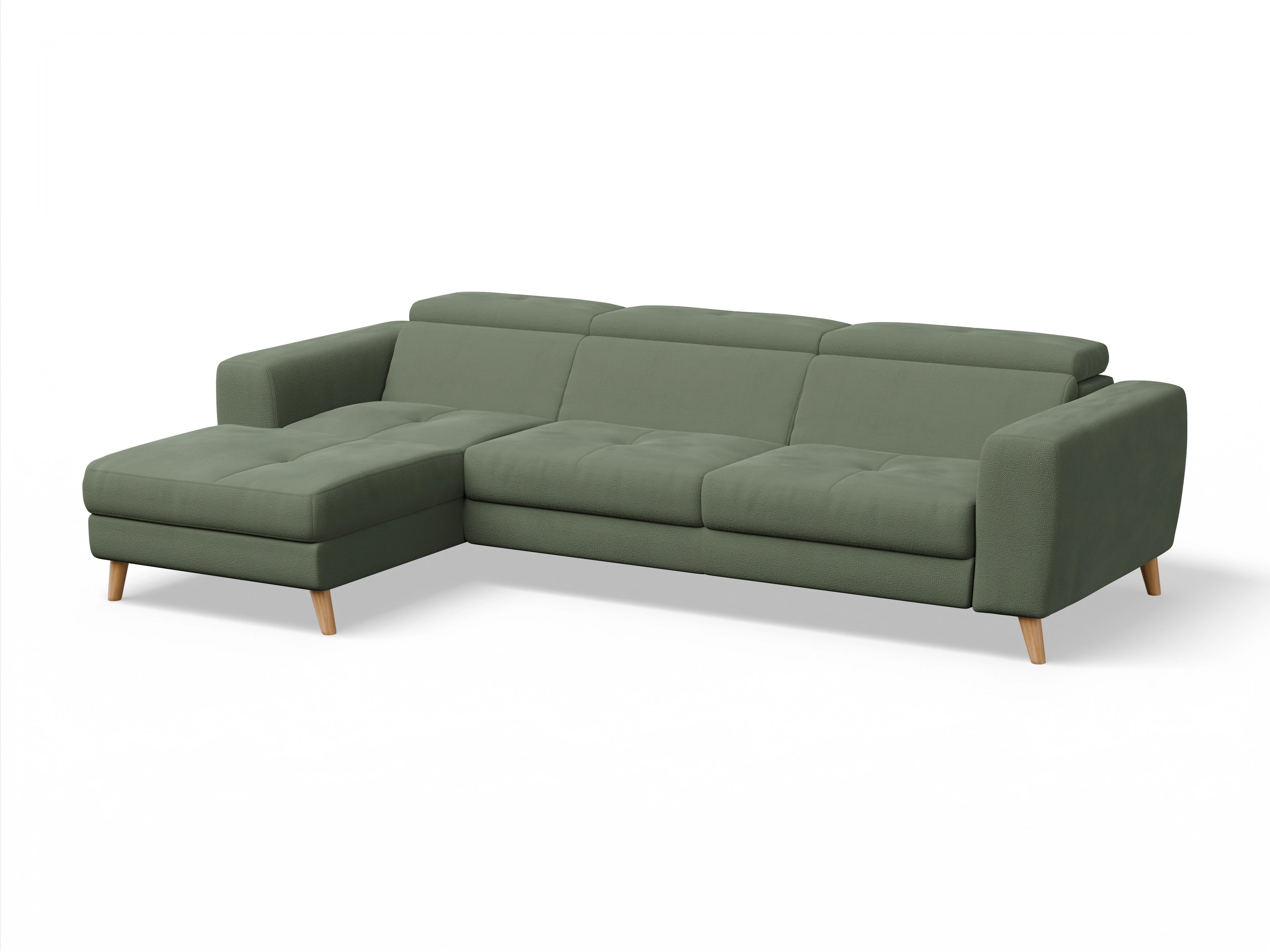 Ansicht des Produktes Capua Ecksofa links Abschluss offen in Stoff Grün