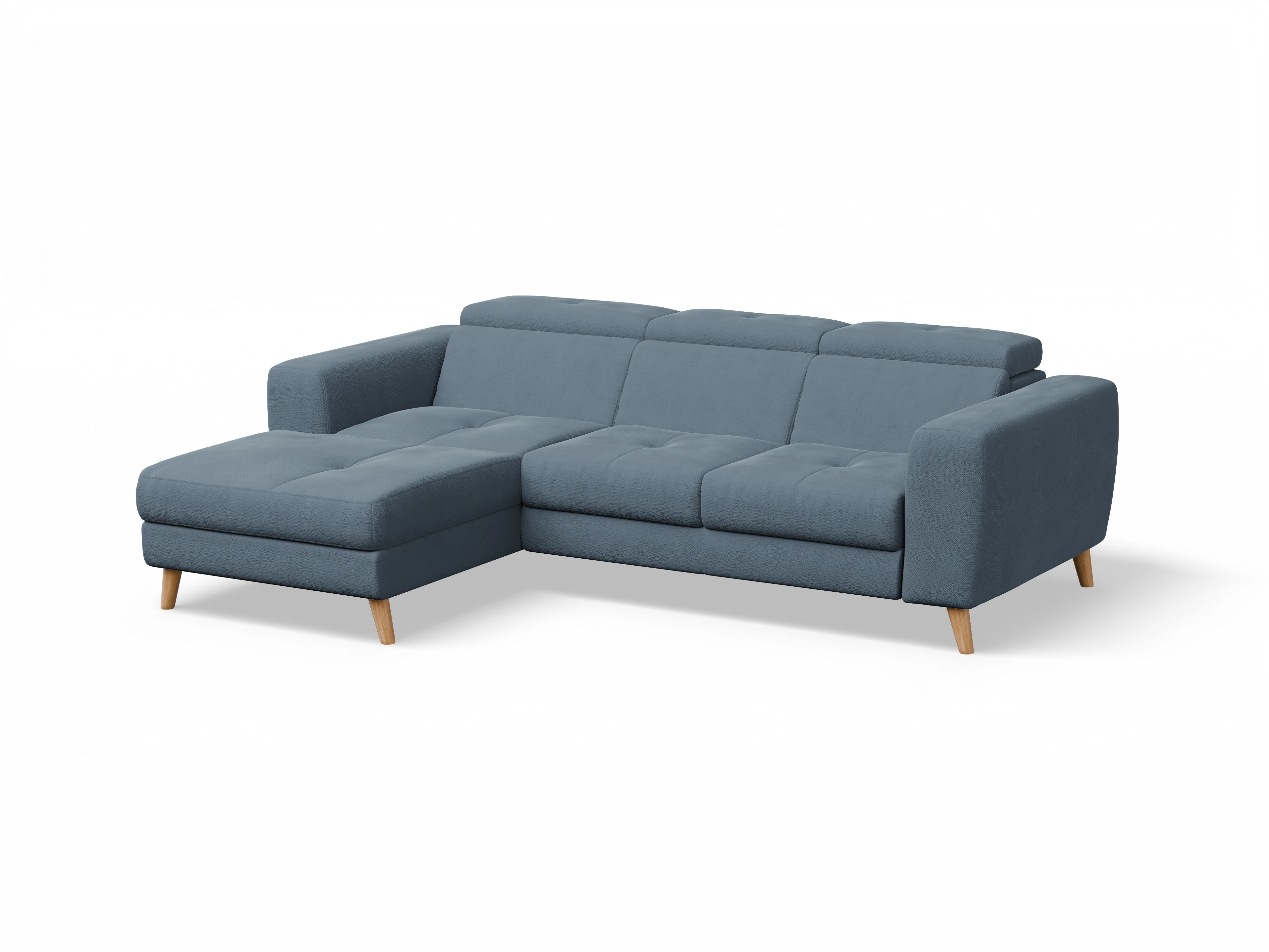 Ansicht des Produktes Capua Ecksofa links Abschluss offen in Stoff Blau