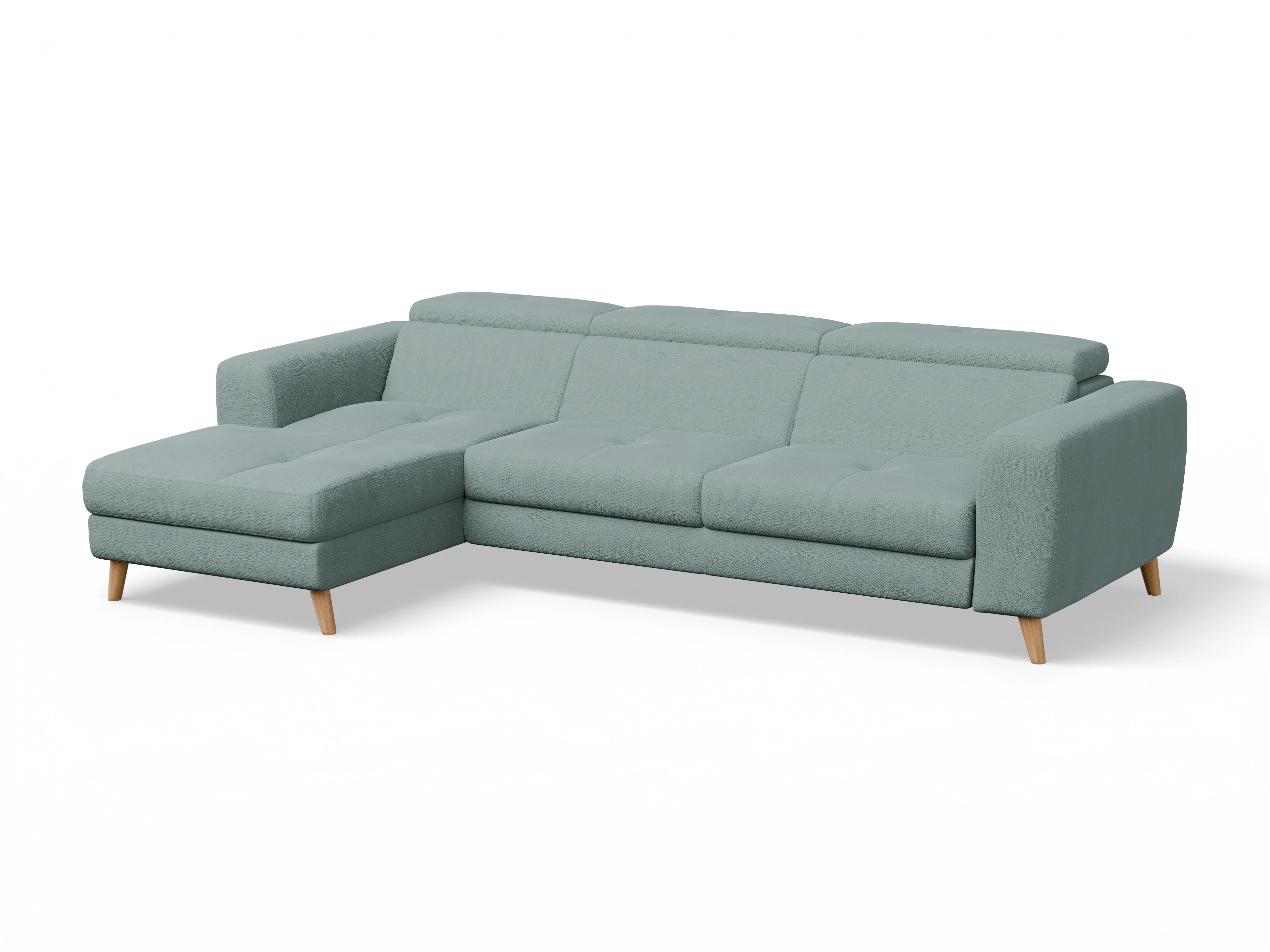 Ansicht des Produktes Capua Ecksofa links Abschluss offen in Stoff Blau