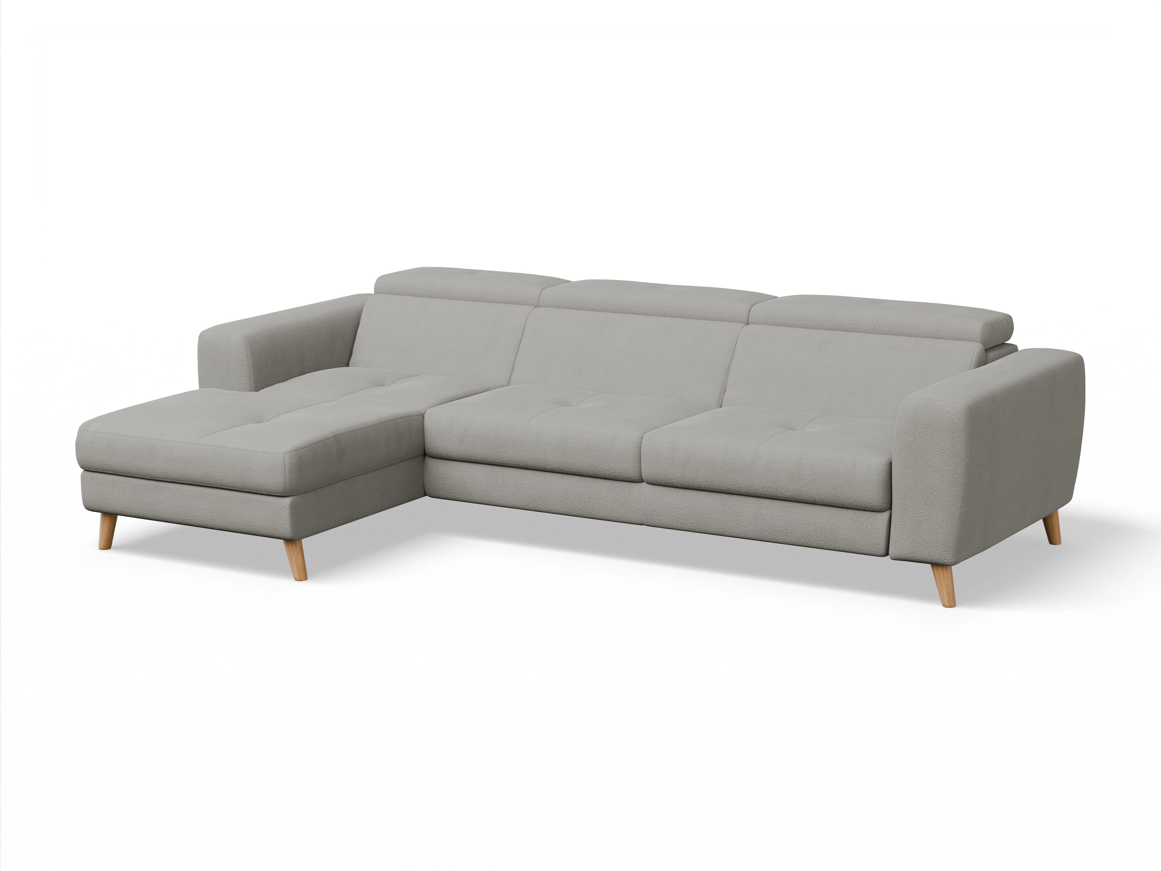 Ansicht des Produktes Capua Ecksofa links Abschluss offen in Stoff Grau