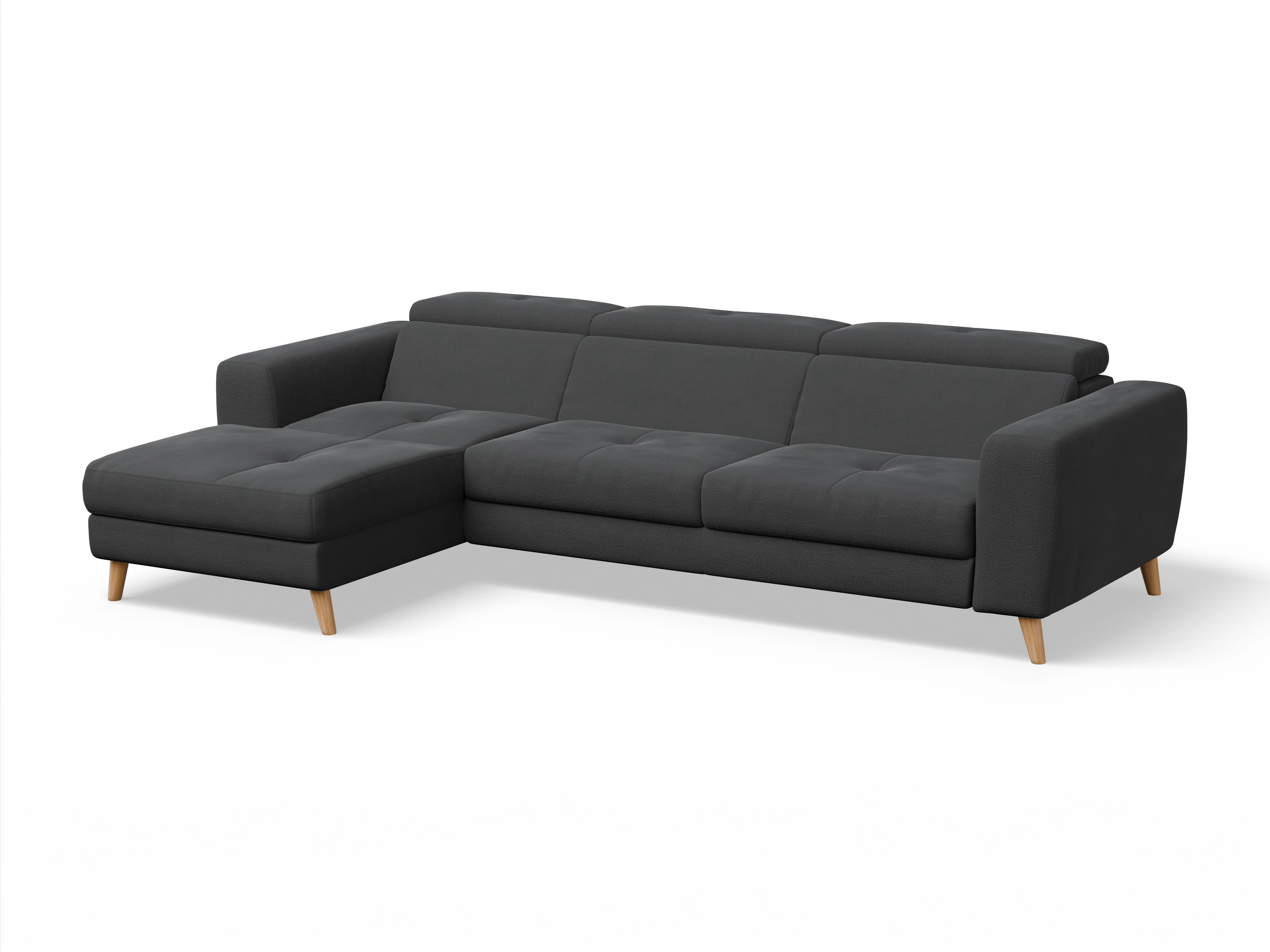 Ansicht des Produktes Capua Ecksofa links Abschluss offen in Stoff Schwarz