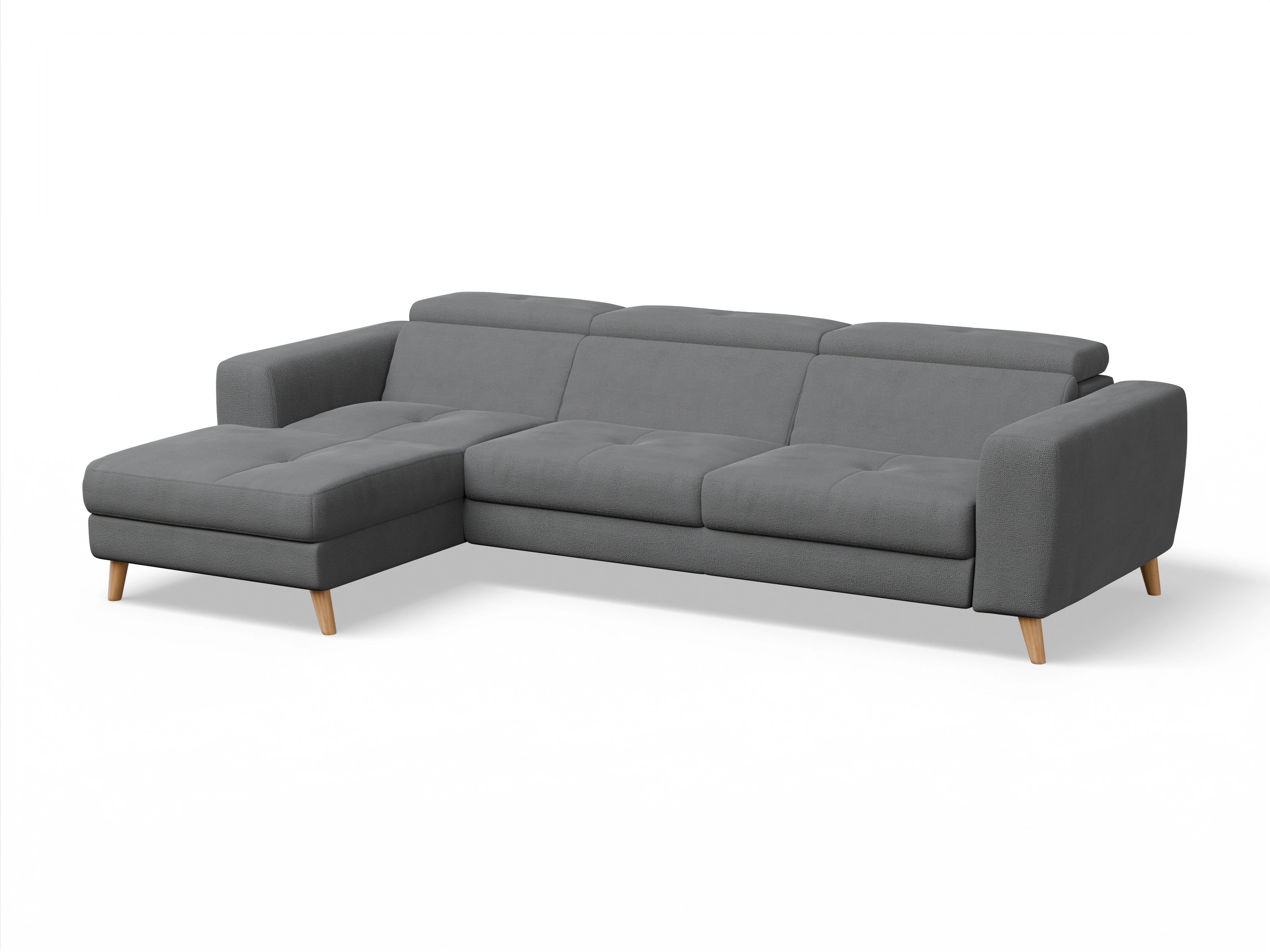 Ansicht des Produktes Capua Ecksofa links Abschluss offen in Stoff Grau