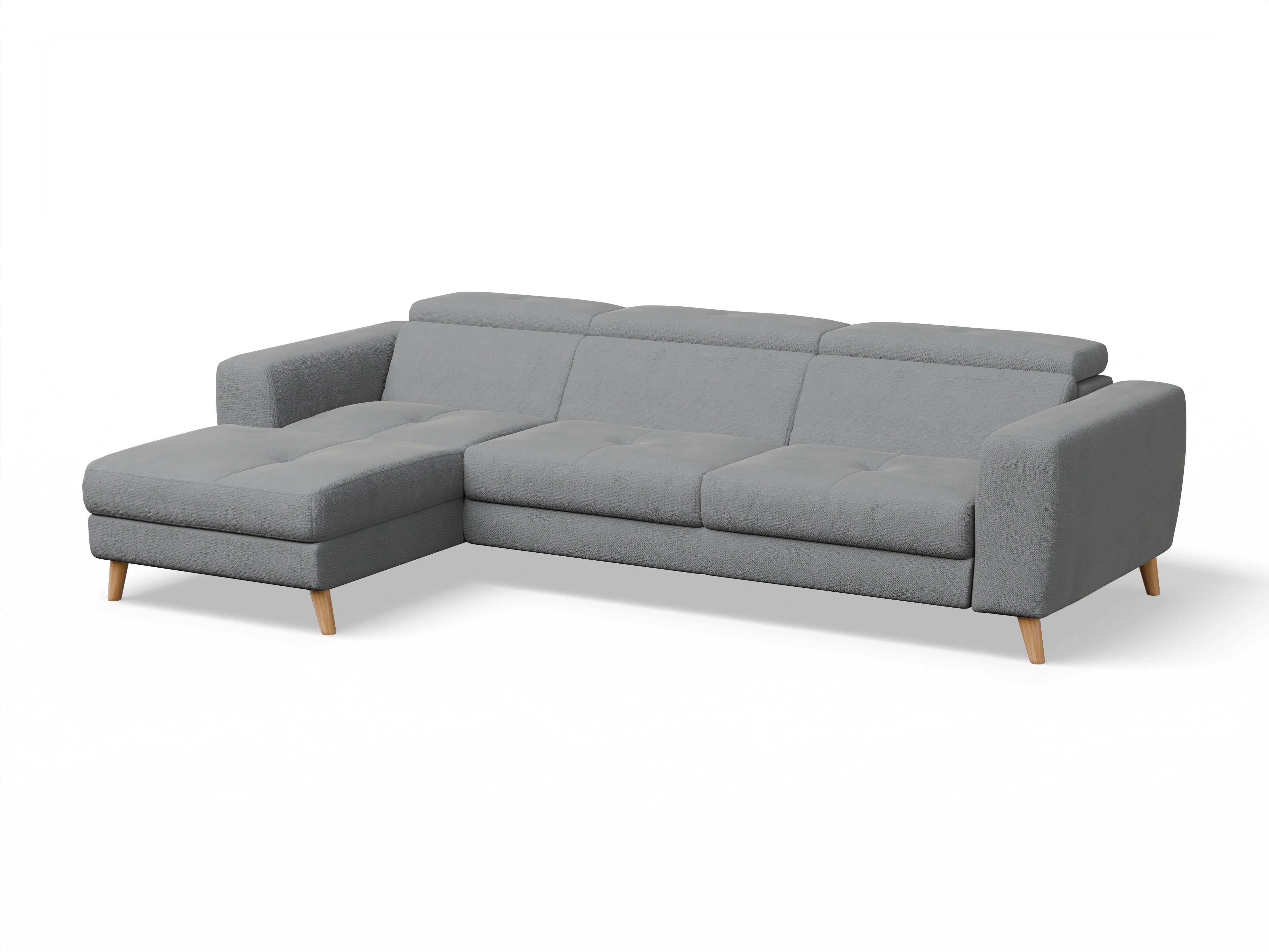 Ansicht des Produktes Capua Ecksofa links Abschluss offen in Stoff Grau