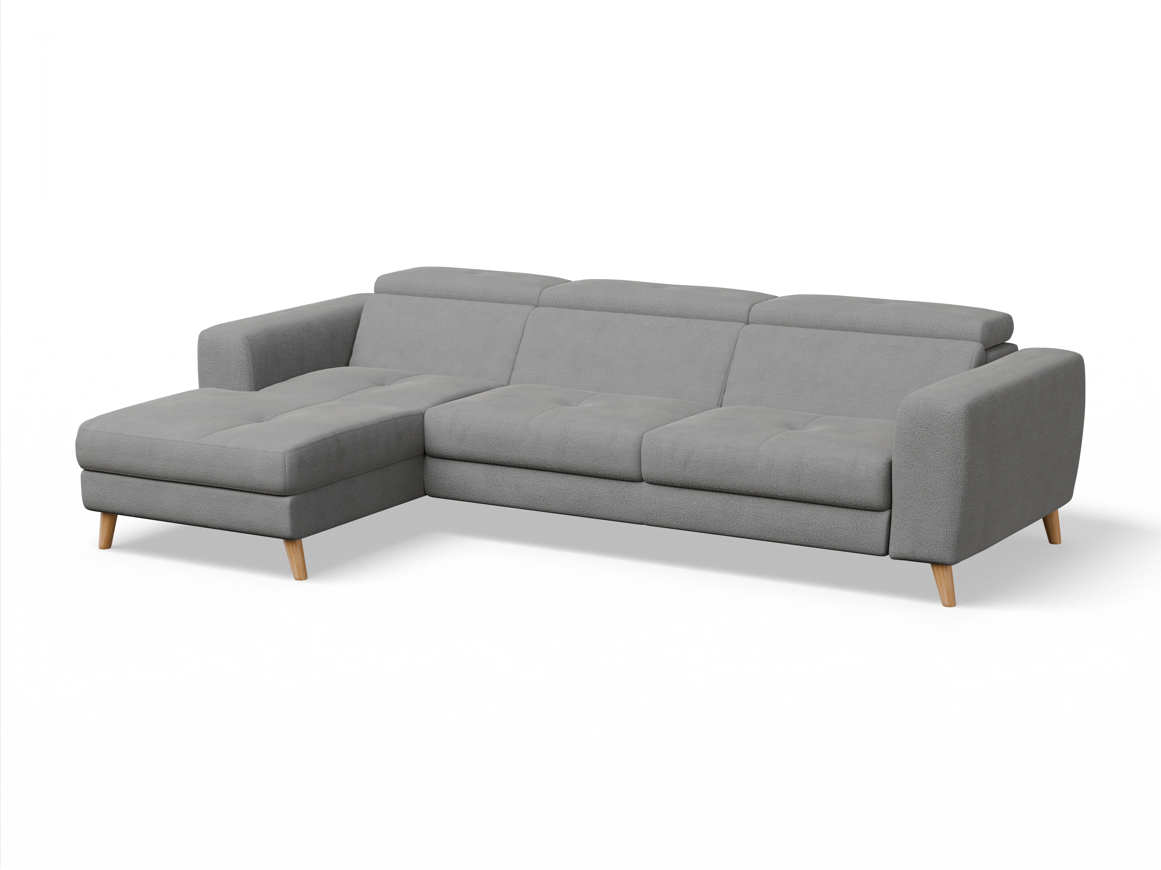 Ansicht des Produktes Capua Ecksofa links Abschluss offen in Stoff Grau