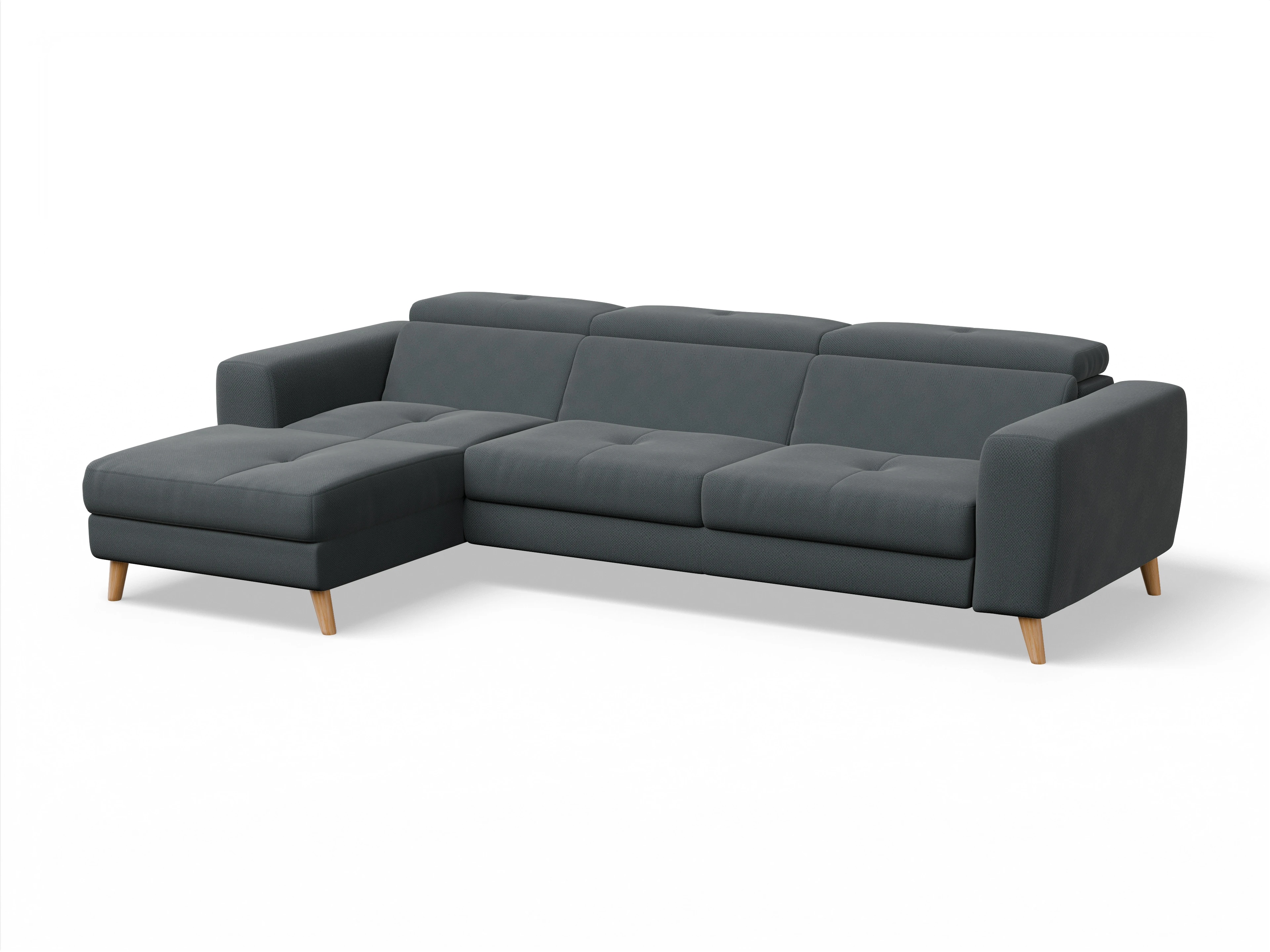 Ansicht des Produktes Capua Ecksofa links Abschluss offen in Stoff Grau