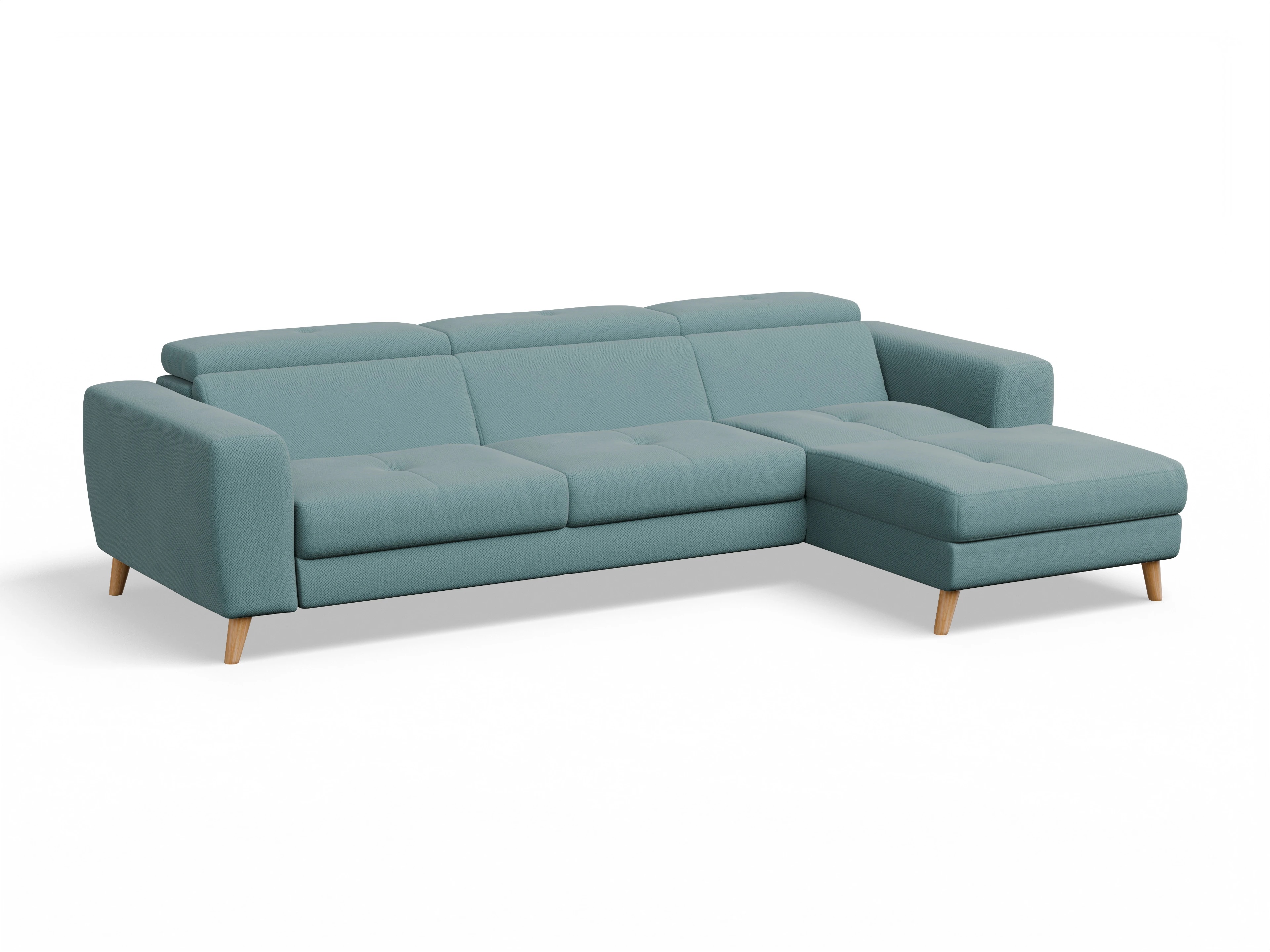 Ansicht des Produktes Capua Ecksofa rechts Abschluss offen in Stoff Blau