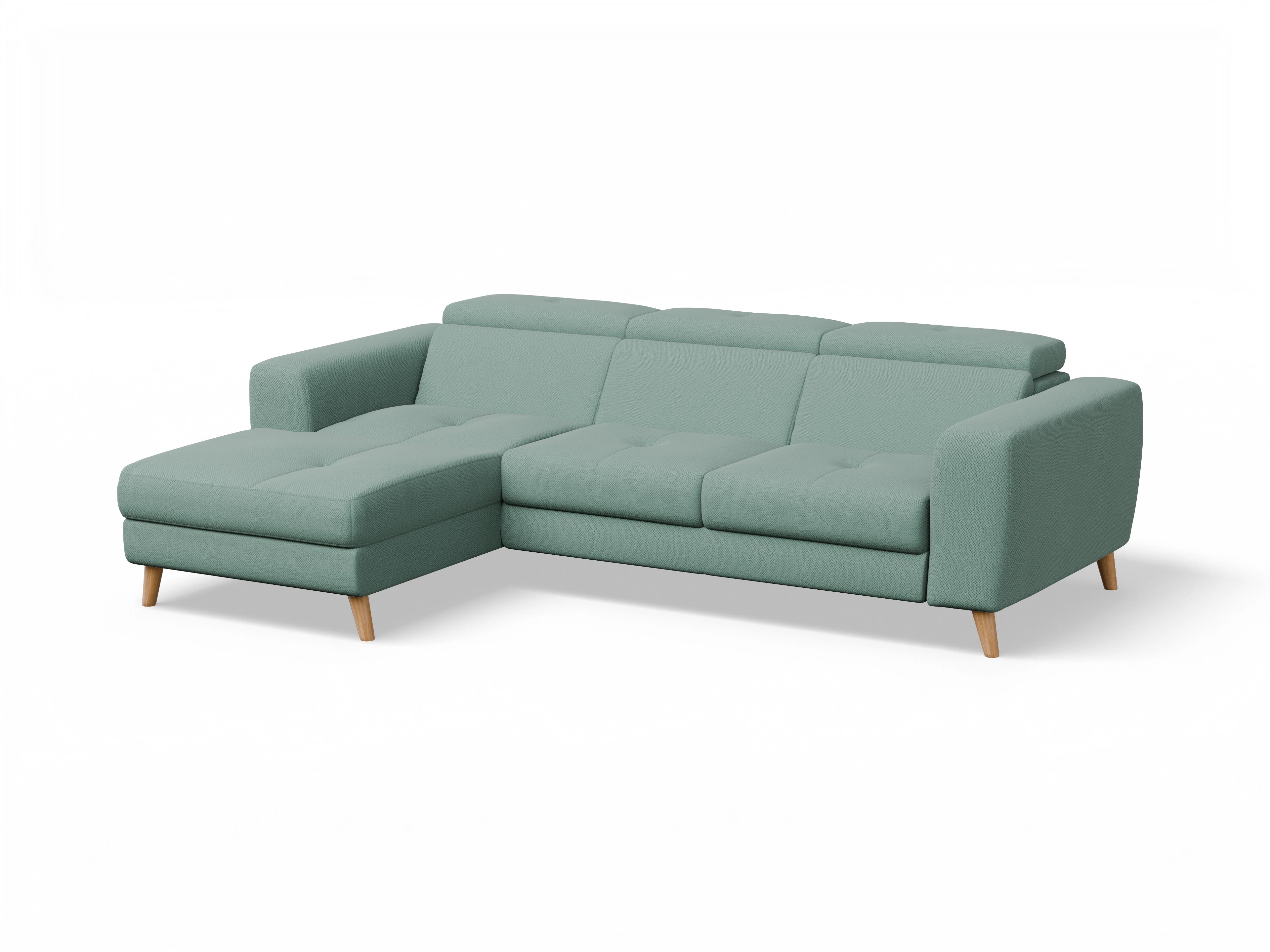 Ansicht des Produktes Capua Ecksofa links Abschluss offen in Stoff Blau