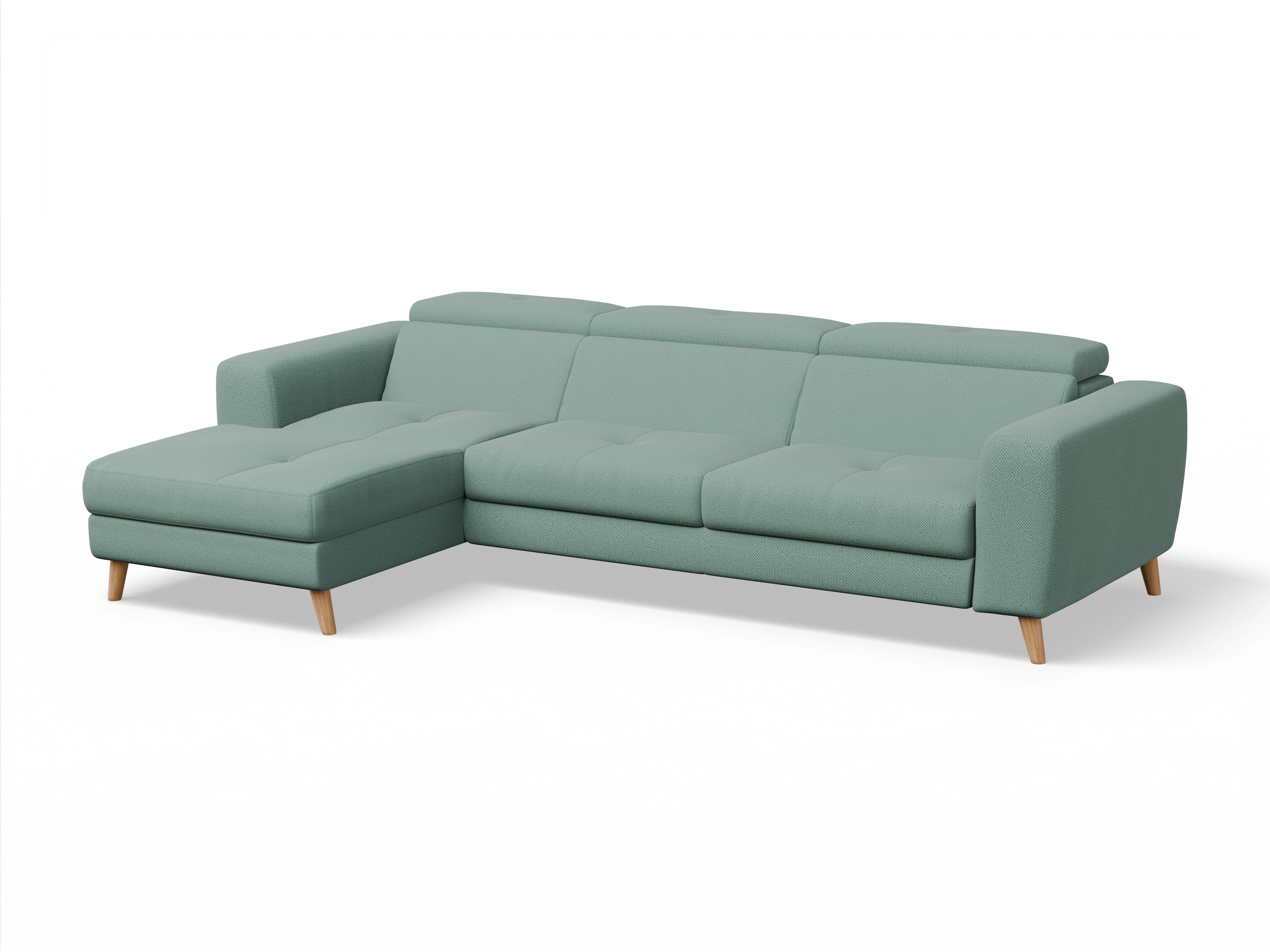 Ansicht des Produktes Capua Ecksofa links Abschluss offen in Stoff Blau