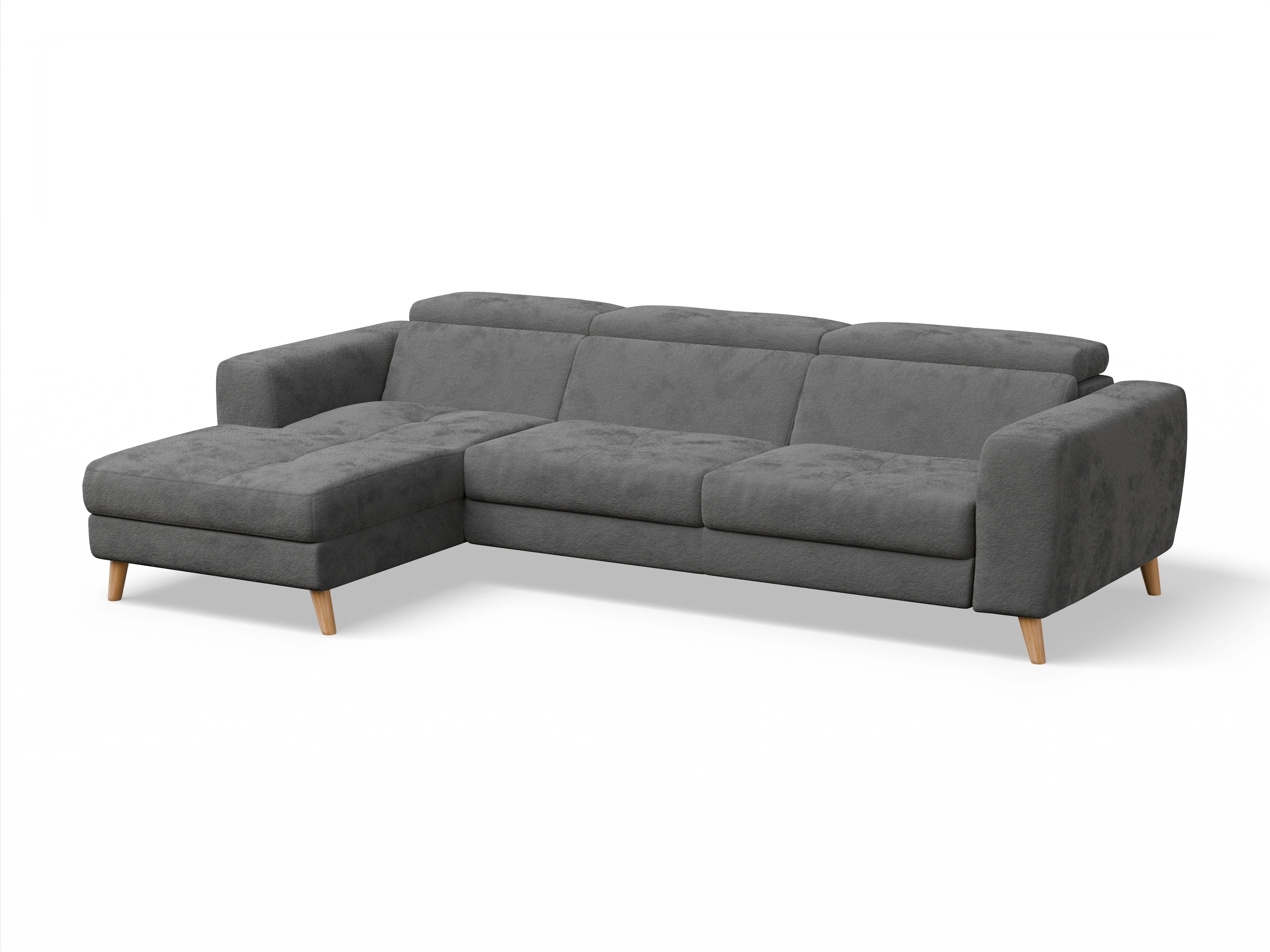 Ansicht des Produktes Capua Ecksofa links Abschluss offen in Stoff Grau