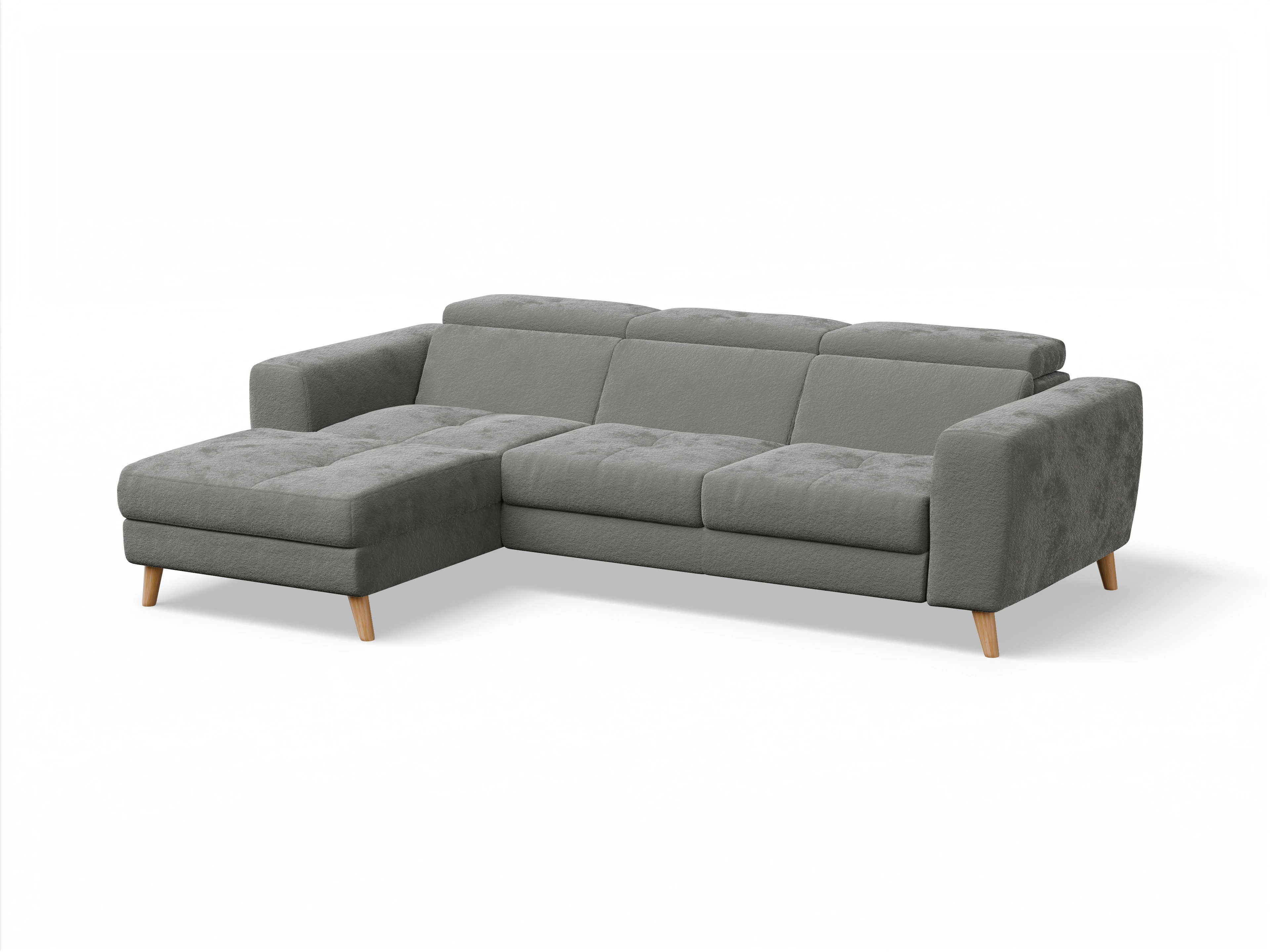 Ansicht des Produktes Capua Ecksofa links Abschluss offen in Stoff Grau