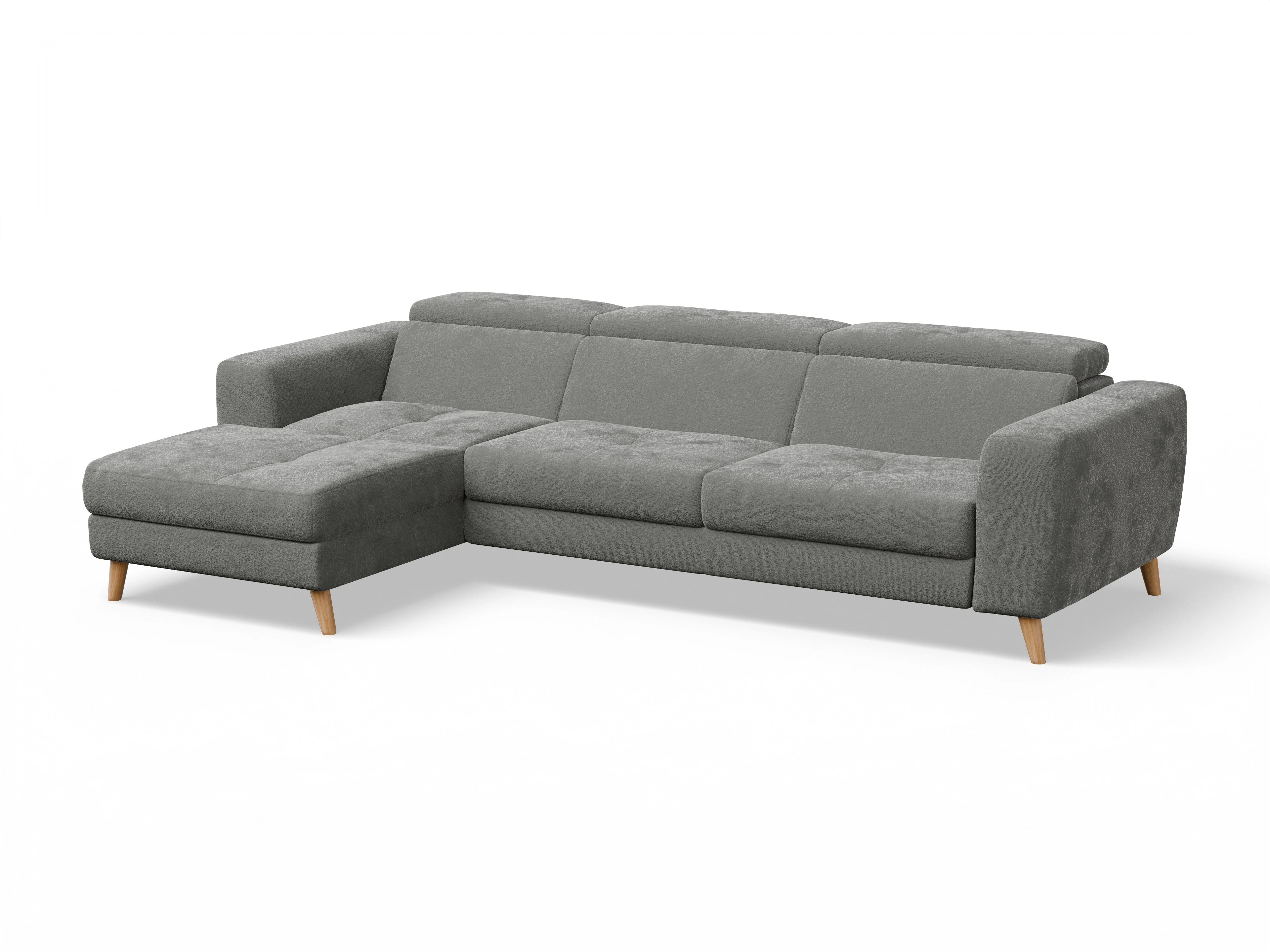 Ansicht des Produktes Capua Ecksofa links Abschluss offen in Stoff Grau