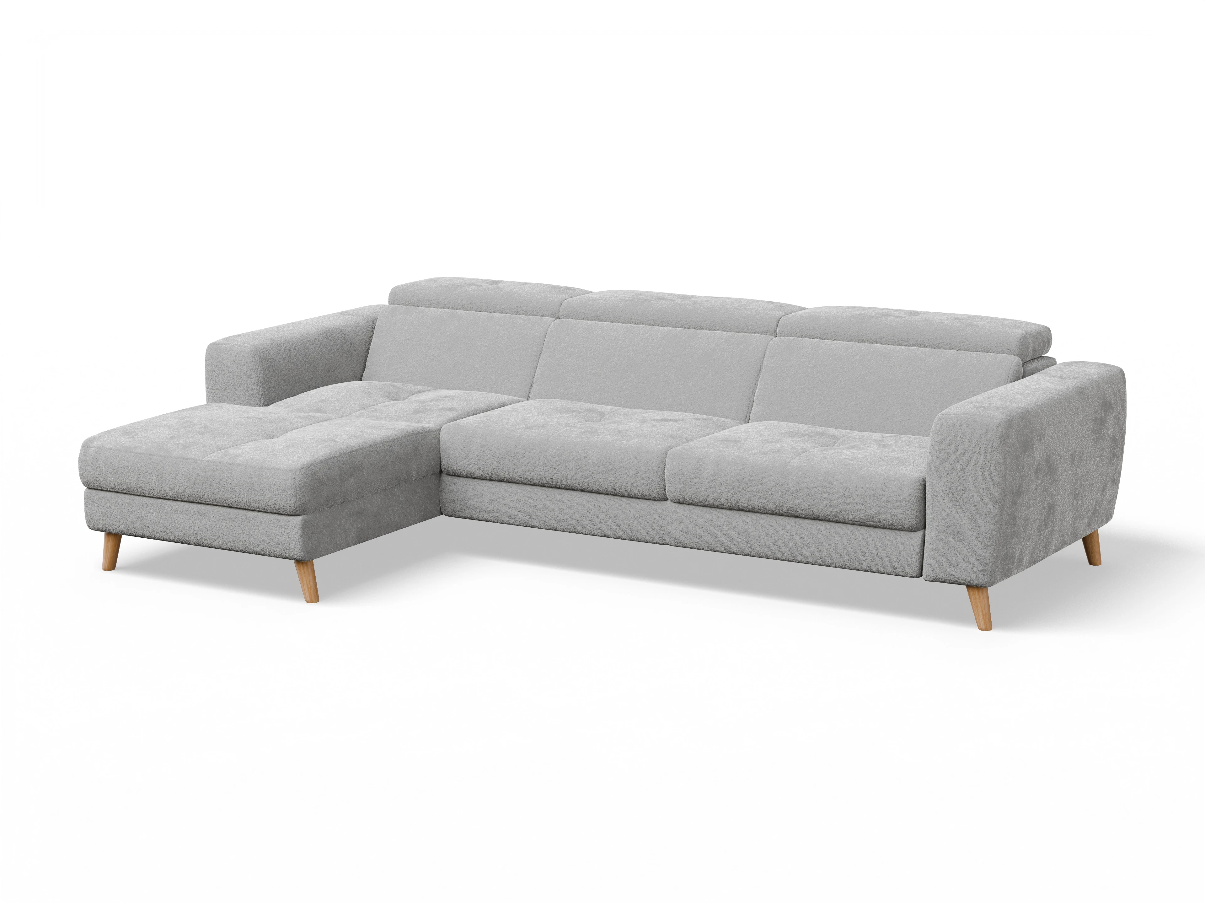 Ansicht des Produktes Capua Ecksofa links Abschluss offen in Stoff Grau